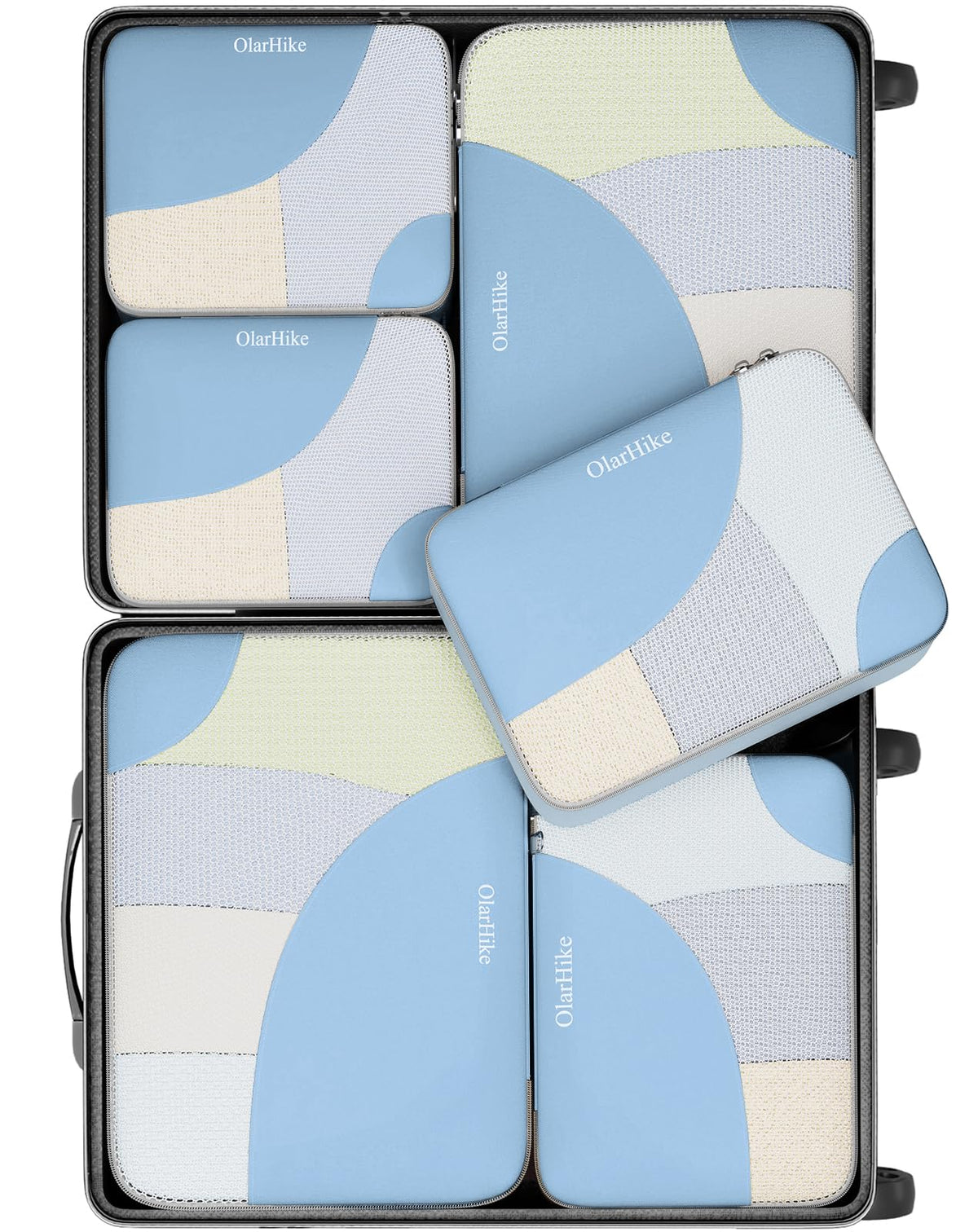 OlarHike 6 Piece Set Travel Packing Cubes | Baby Blue - aborderproducts