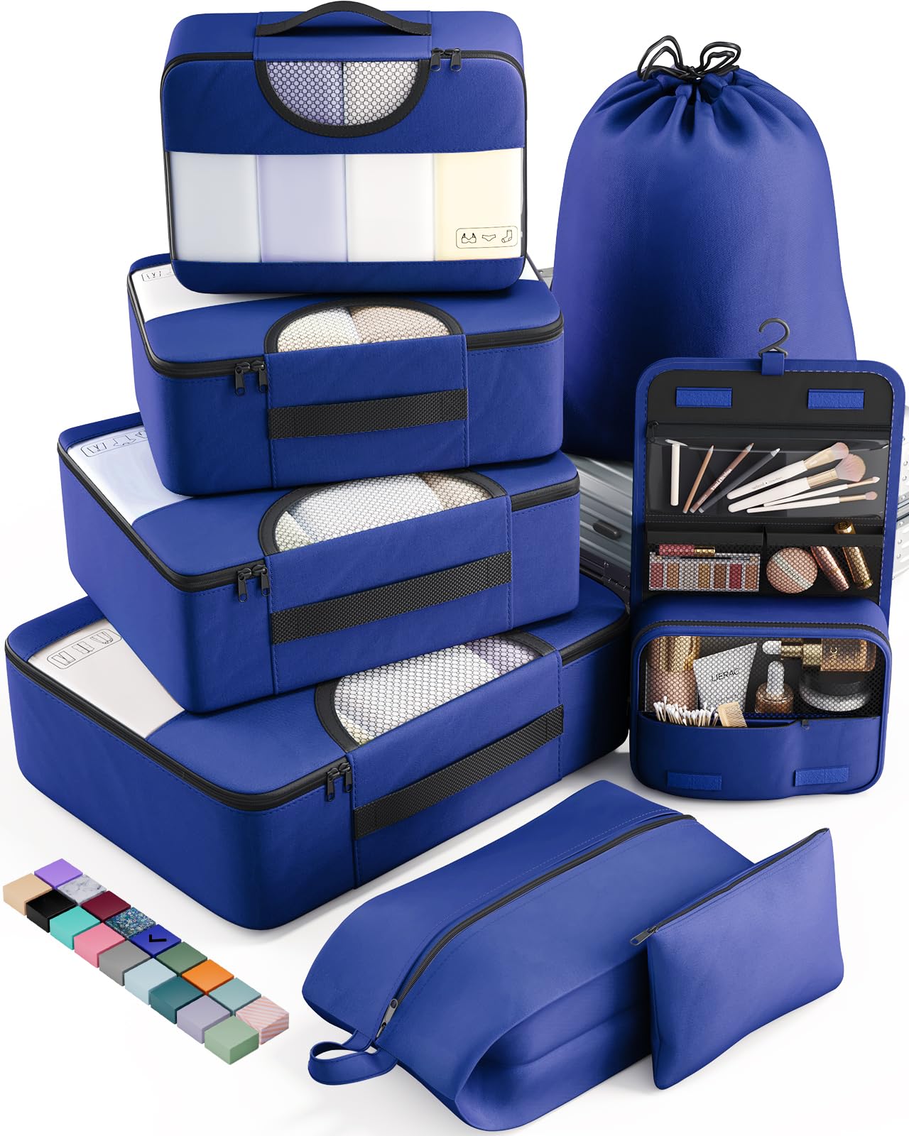 Veken 8 Piece Set Travel Packing Cubes | Klein Blue - aborderproducts