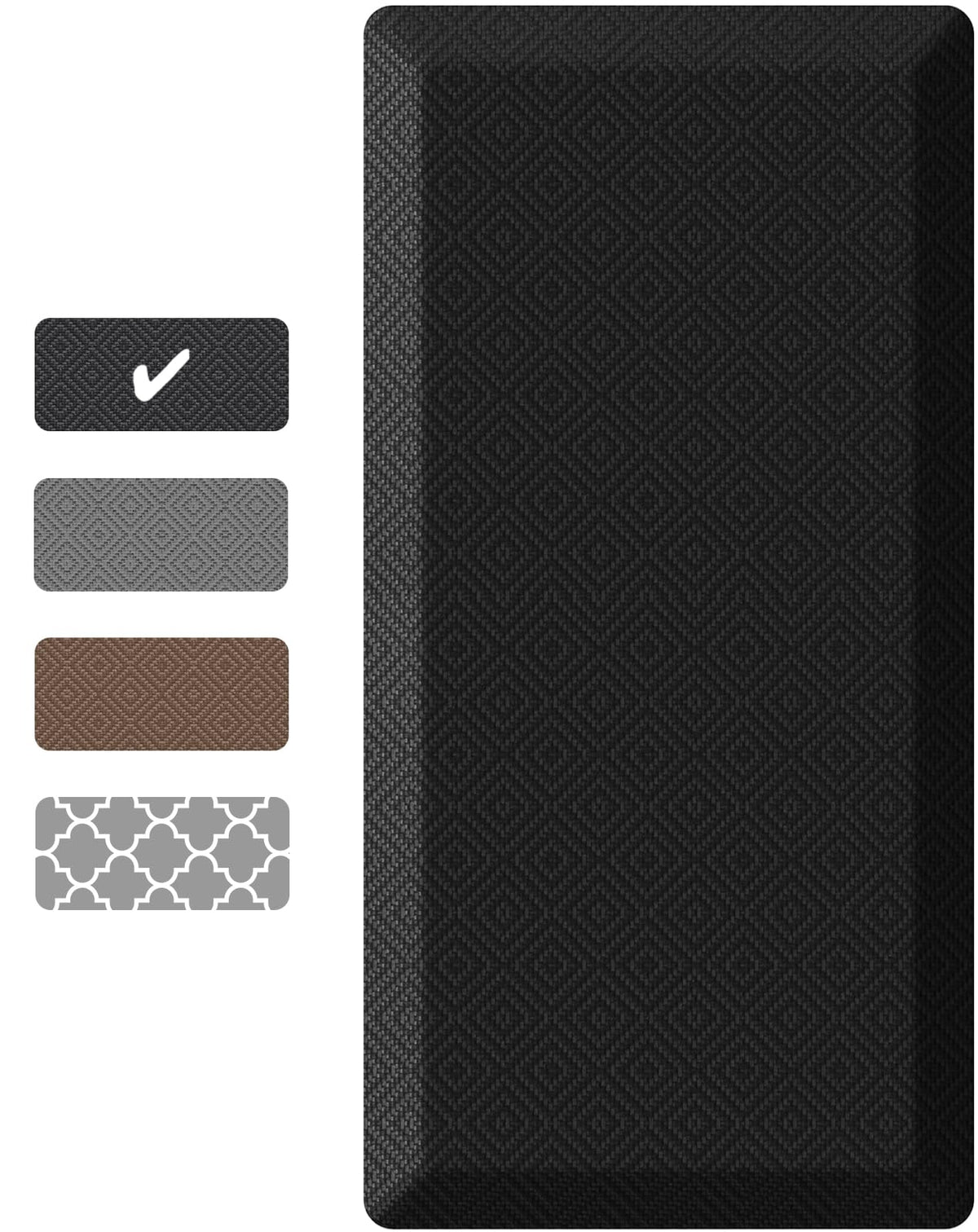 Ophanie | Anti Fatigue Cushioned Mat | 39"L x 20"W x 0.9"H | Black - aborderproducts
