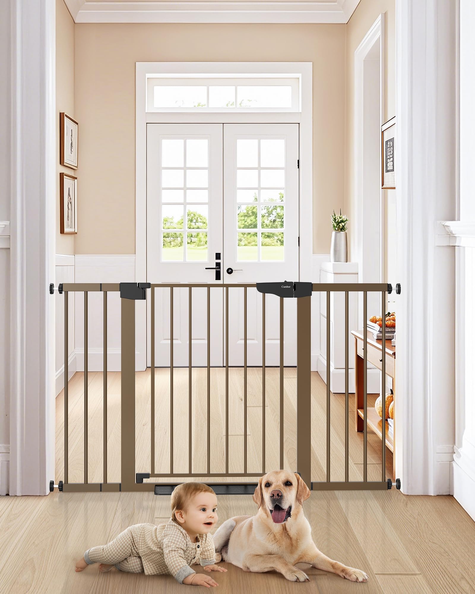 Cumbor | 29.7"-51.5" x 30.5" | Baby Gate Extra Wide | Brown - aborderproducts