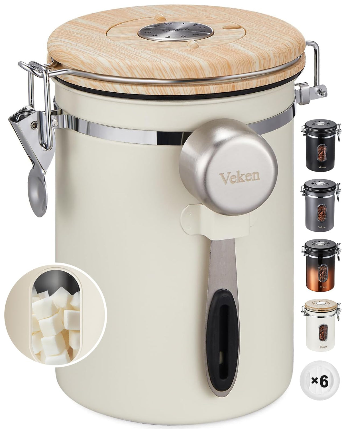 Veken Coffee Canister | 22oz | Cream - aborderproducts