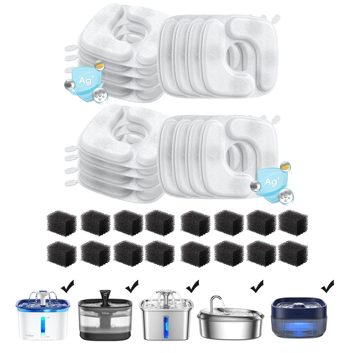 Veken Pet Fountain Filters | 16 Pack - aborderproducts