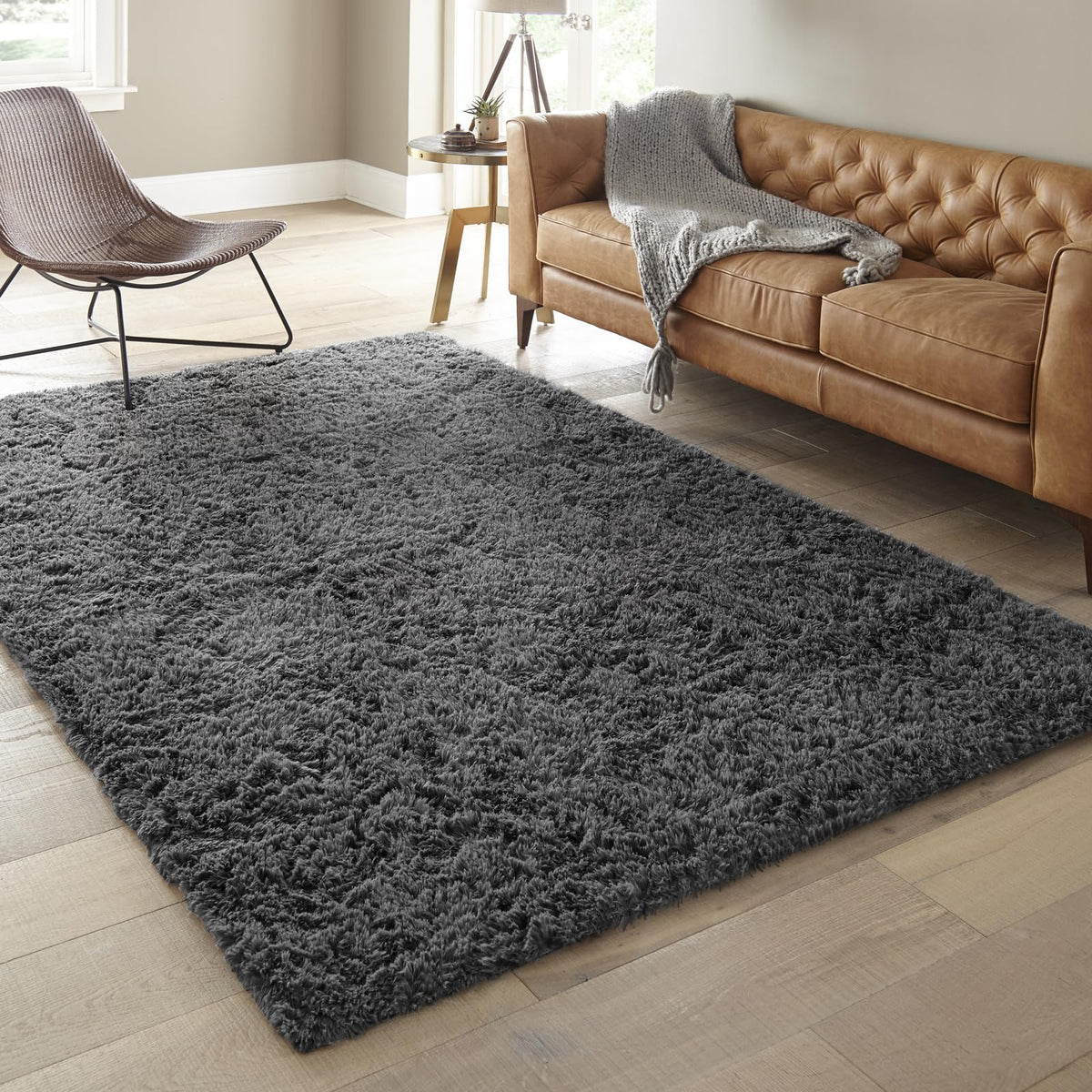 Ophanie Fluffy Shaggy Soft Area Rug | Grey 6x9 - aborderproducts