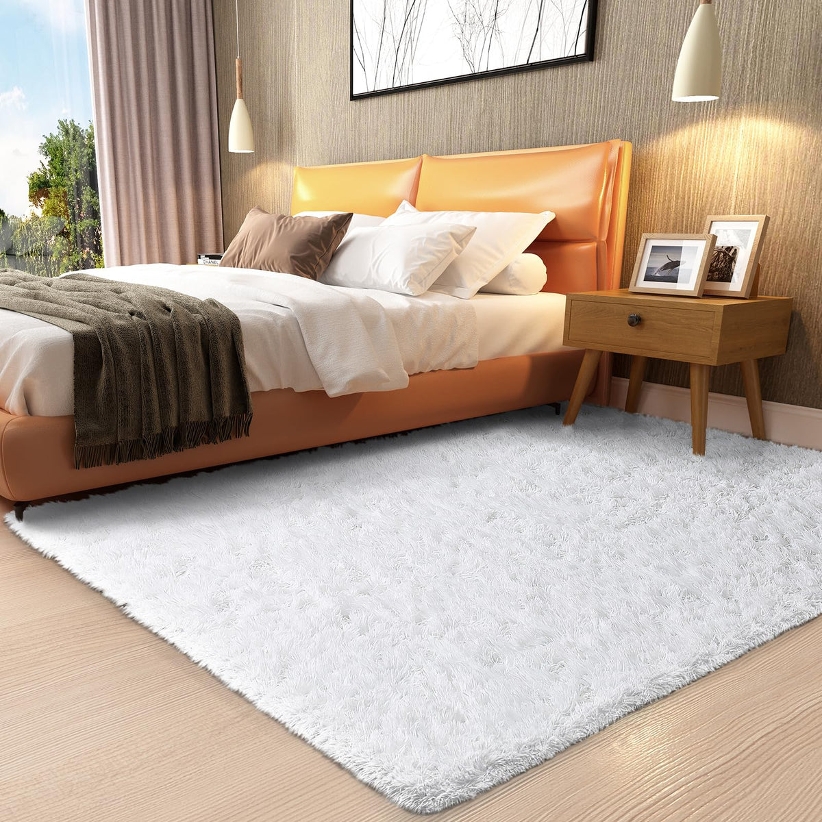 Ophanie Fluffy Shaggy Soft Area Rug | White 3x5 - aborderproducts