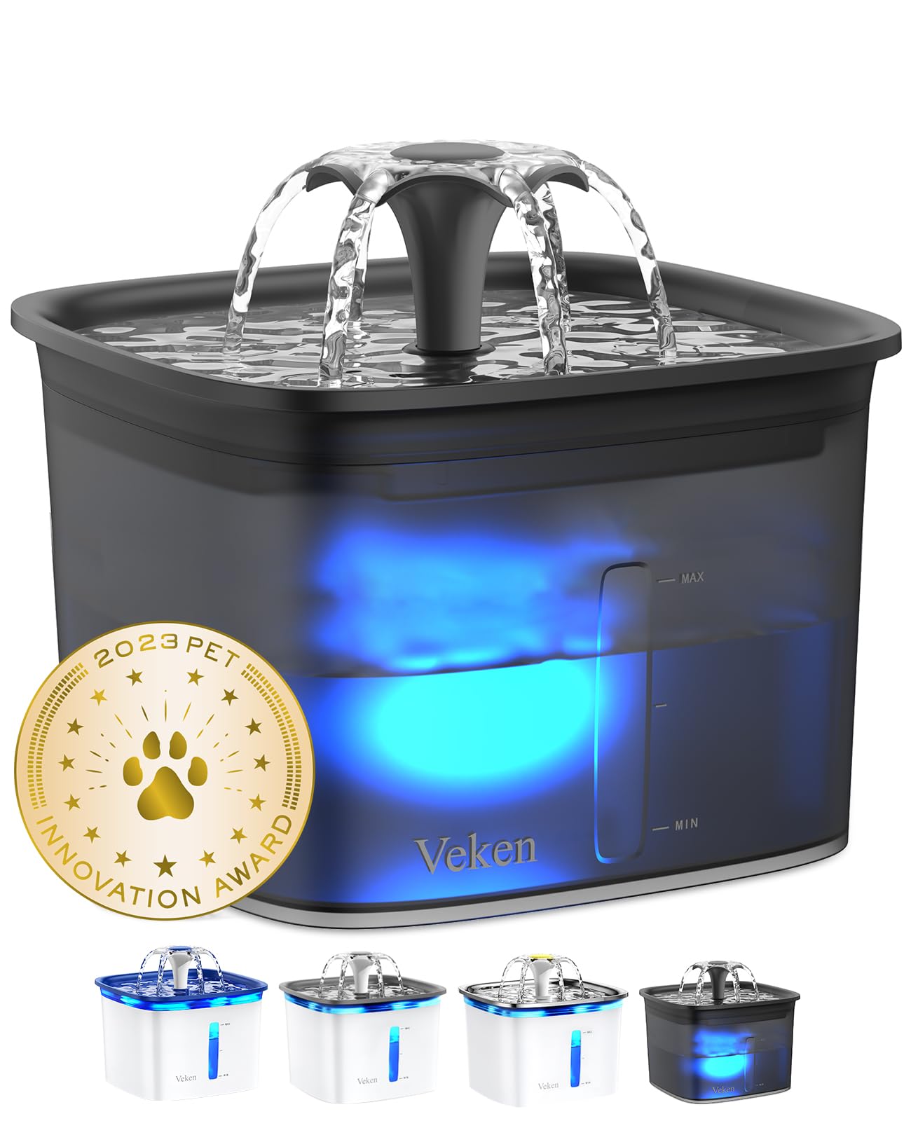 Veken 95oz/2.8L Cat Water Fountain | Black - aborderproducts