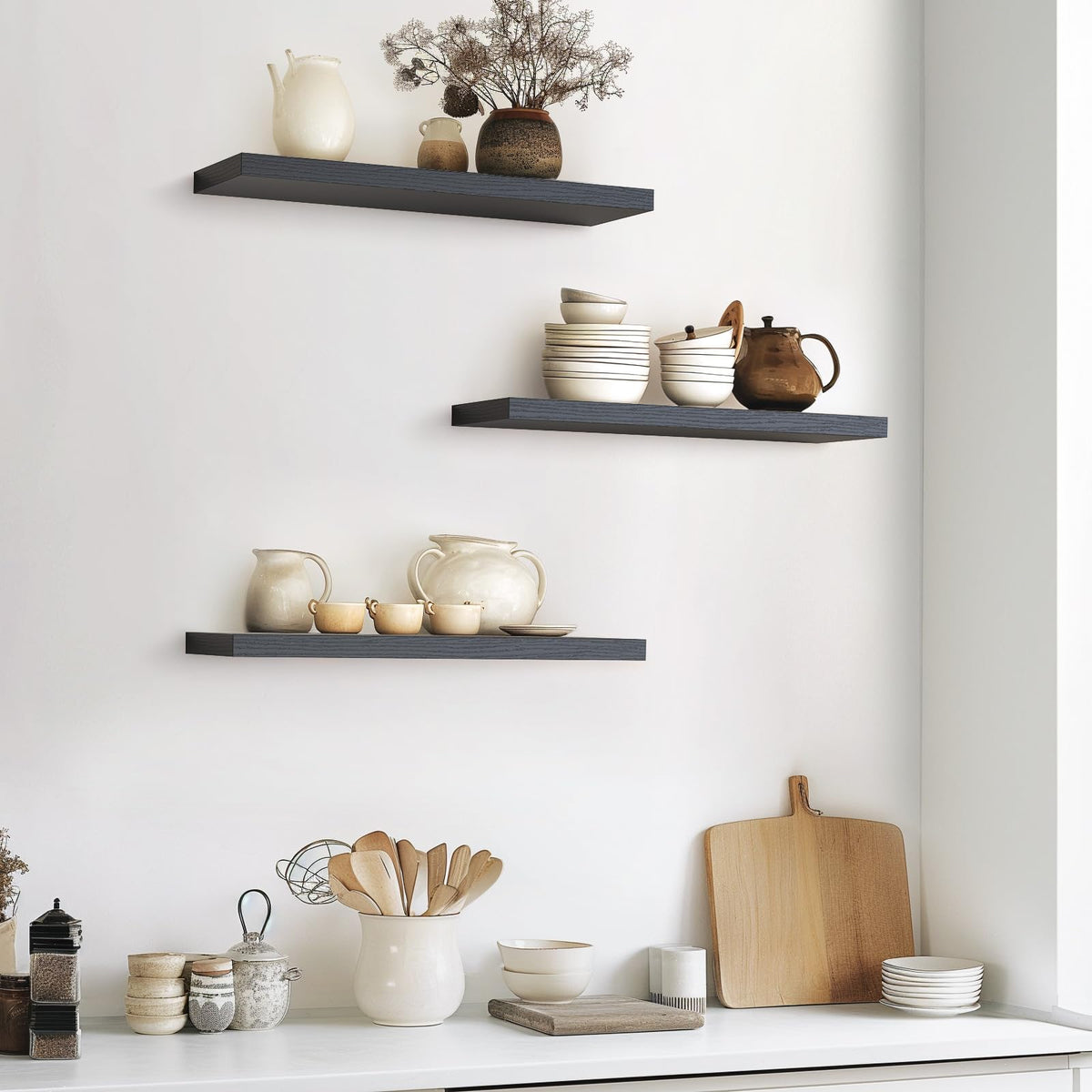 BAYKA | Floating Shelves | 22.5 in | 3-Piece | Black - aborderproducts
