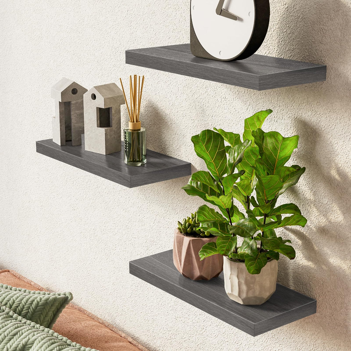 BAYKA | Floating Shelves | 15.7 in | 3-Piece | Grey - aborderproducts