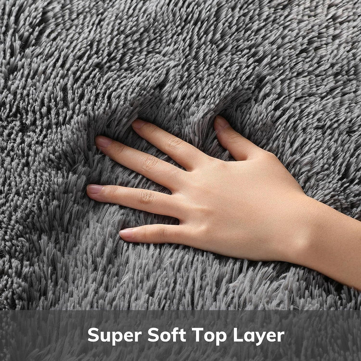 Ophanie Upgrade Fluffy Shaggy Soft Area Rug | Grey 8x10 - aborderproducts