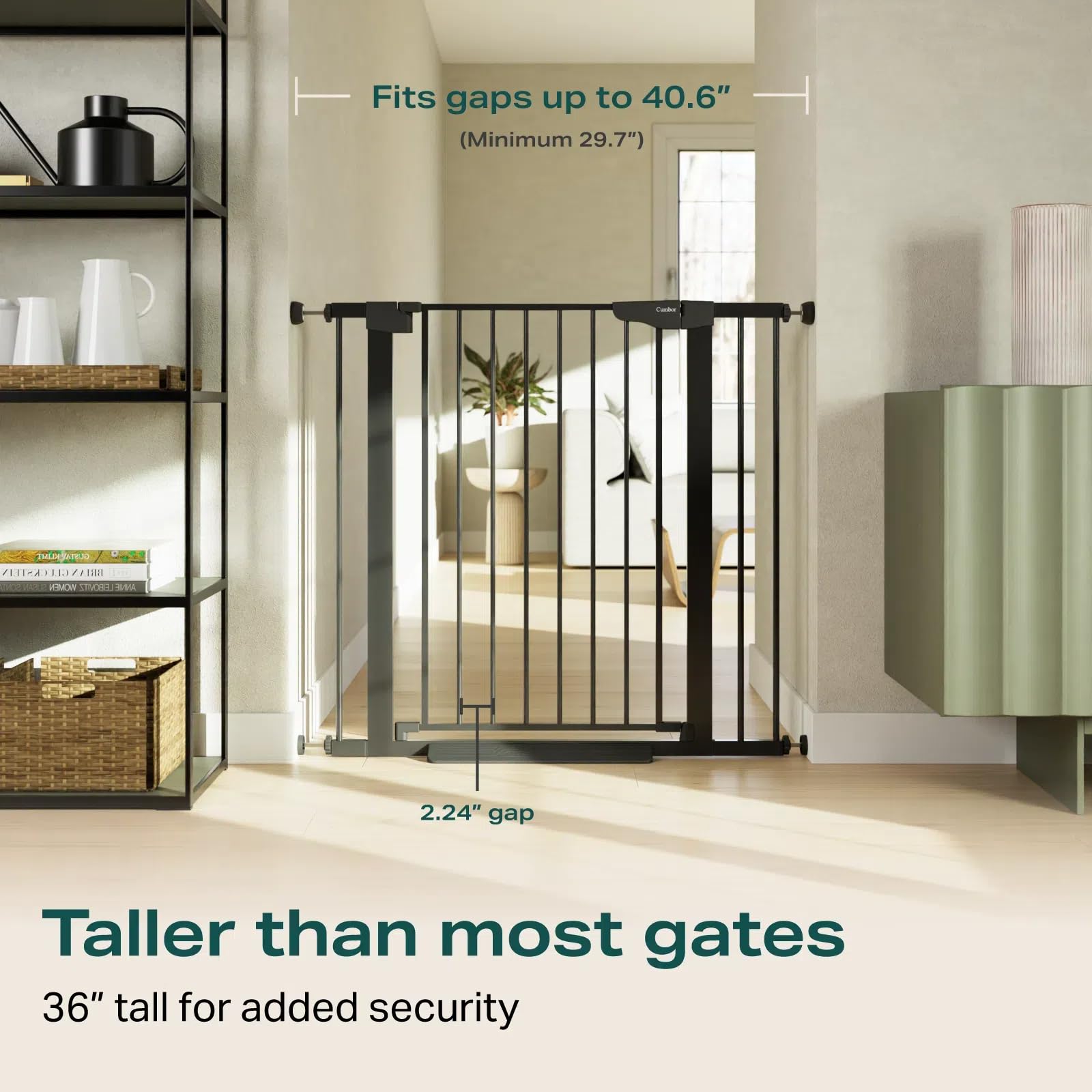 CUMBOR | SAFETY GATE | 29.7-40.6"W x 36"H | Black - aborderproducts
