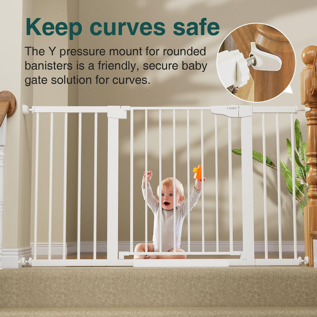 CUMBOR | SAFETY GATE | 29.7-54.2 x 30.5" | White - aborderproducts