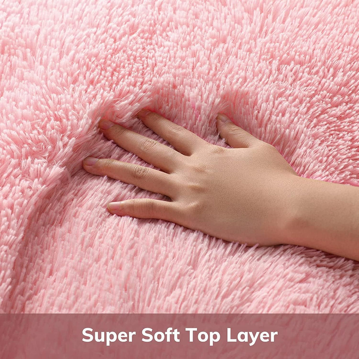 Ophanie Fluffy Shaggy Soft Area Rug | Pink 4x6 - aborderproducts