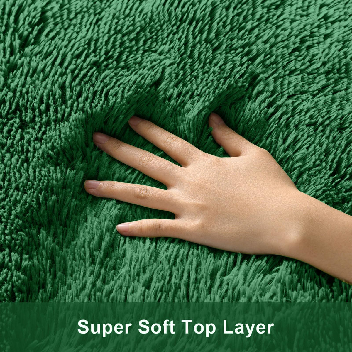 Ophanie Upgrade Fluffy Shaggy Soft Area Rug | Green 4x6 - aborderproducts
