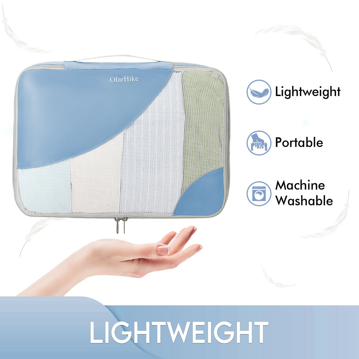 OlarHike 6 Piece Set Travel Packing Cubes | Baby Blue - aborderproducts