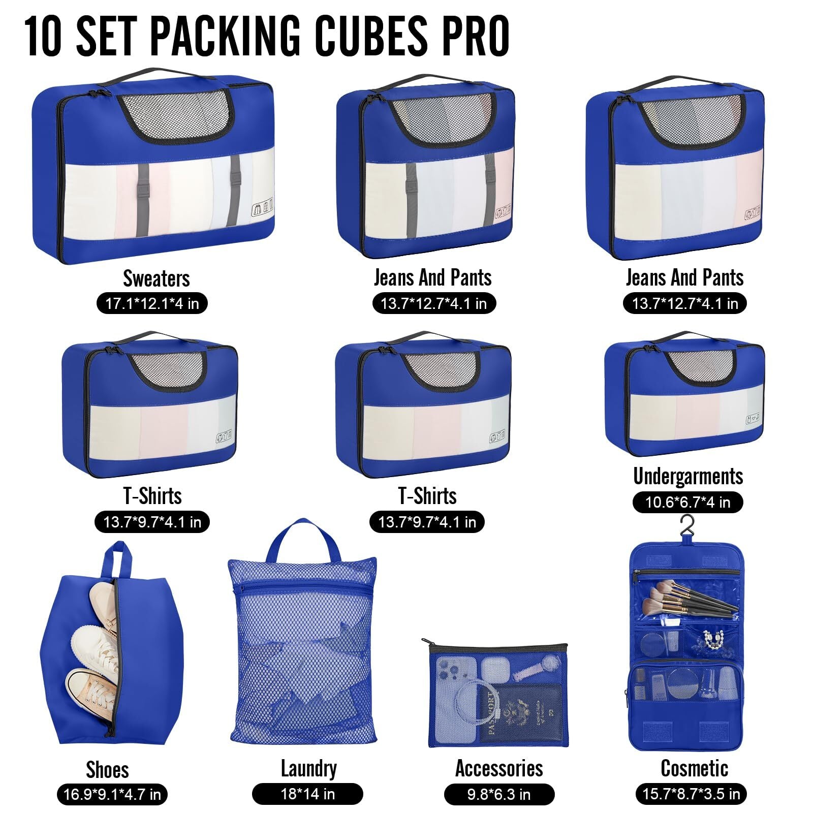Veken 10 Set Packing Cube Klein Blue - aborderproducts