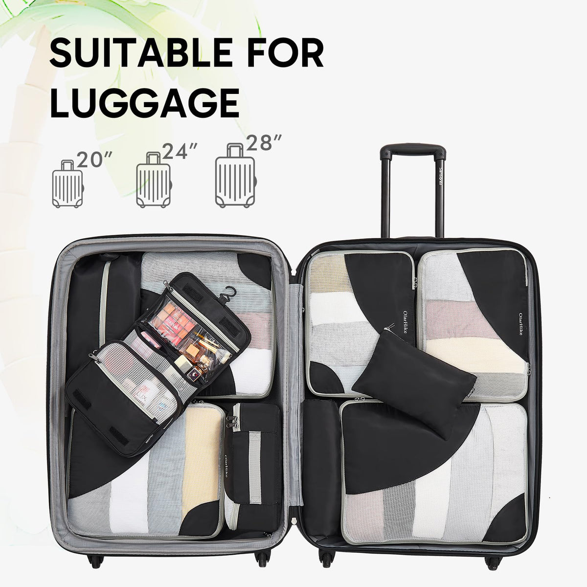 OlarHike 10 Piece Set Travel Packing Cubes | Black - aborderproducts