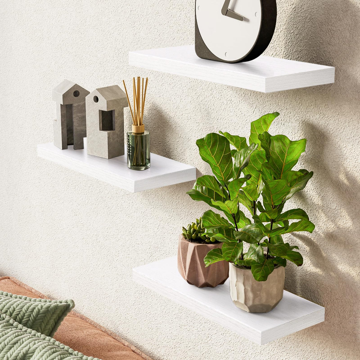 BAYKA | Floating Shelves | 15.7 in | 3-Piece | White - aborderproducts