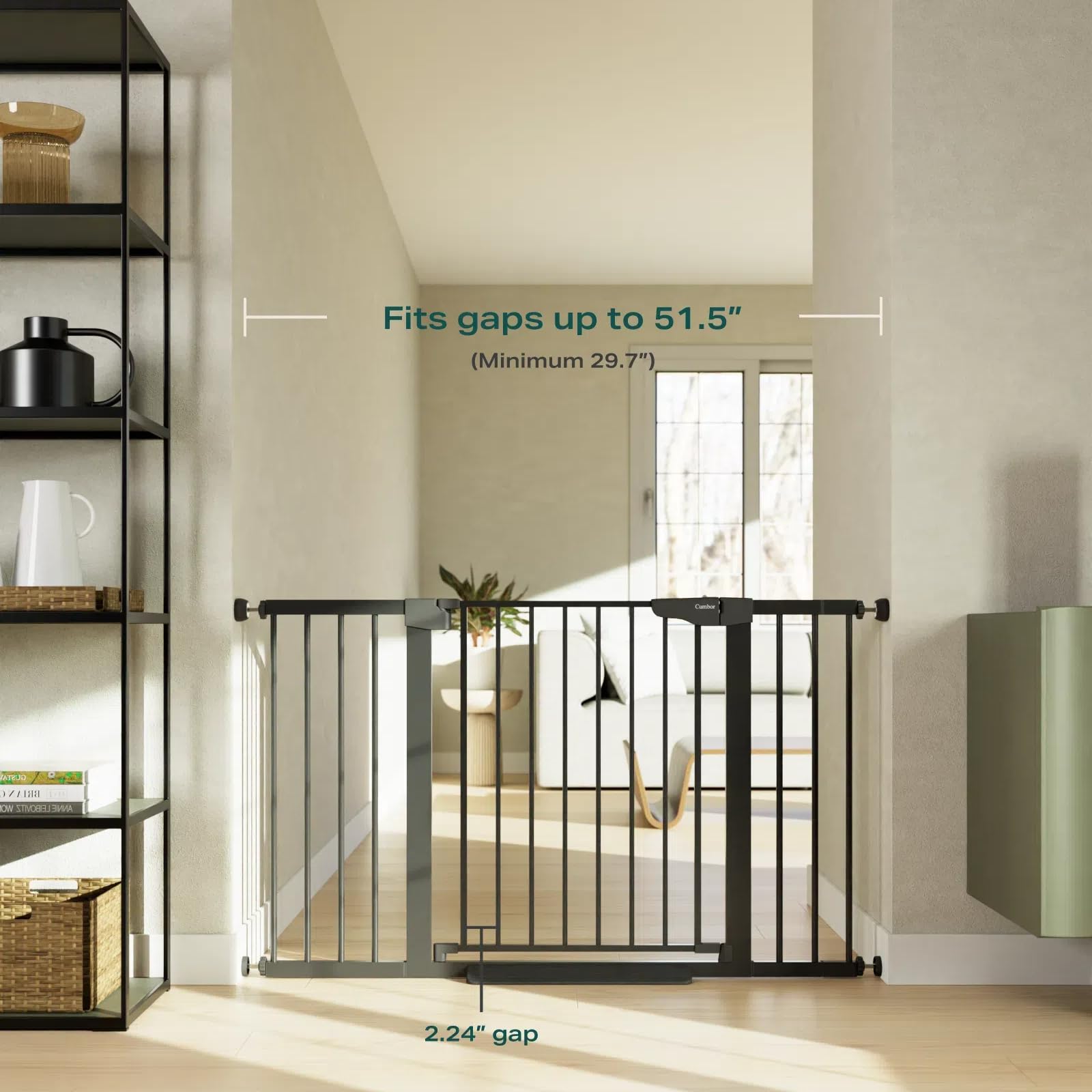 Cumbor | 29.7"-51.5" x 36" | Baby Gate Extra Wide | Black - aborderproducts