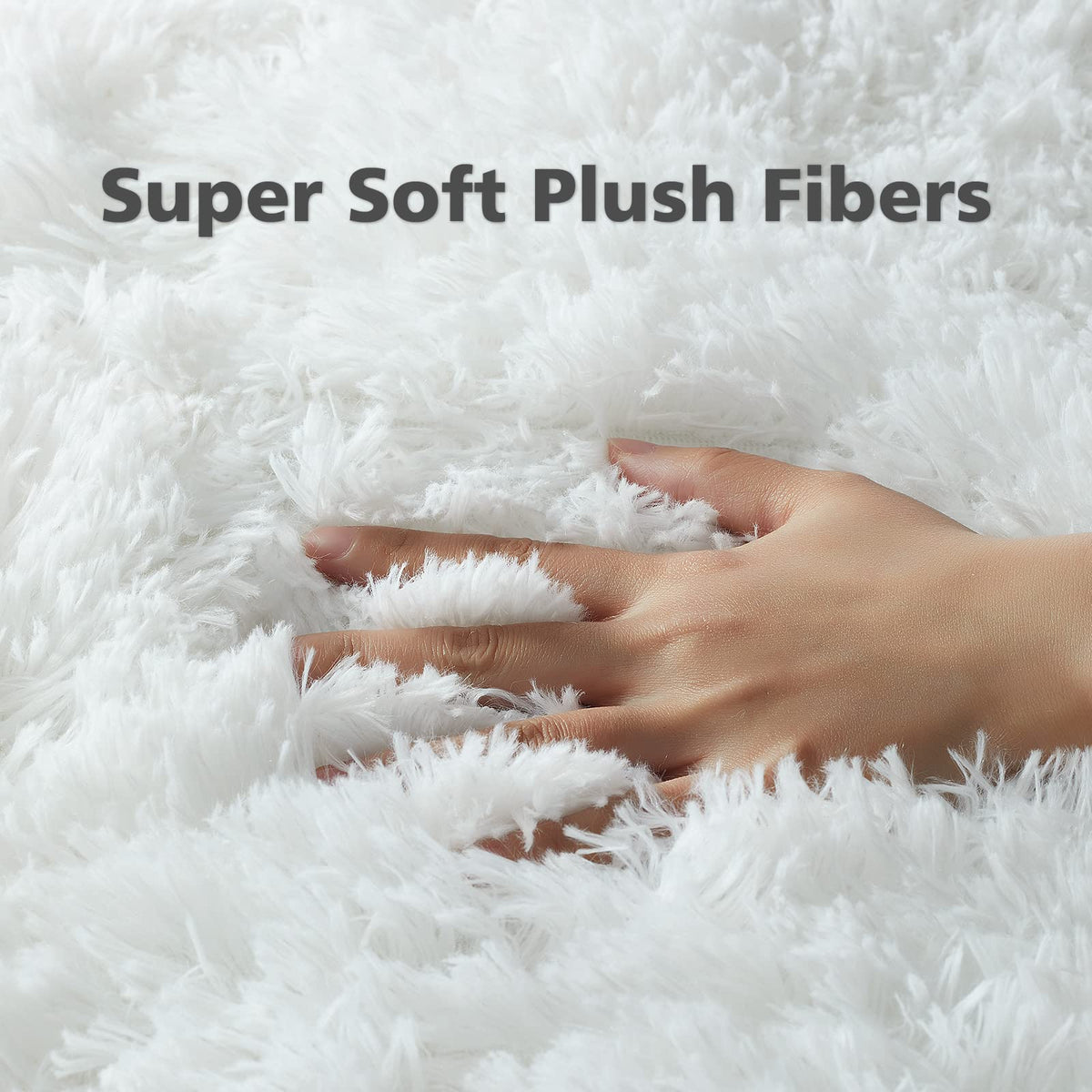 Ophanie Upgrade Fluffy Shaggy Soft Area Rug | White 3x5 - aborderproducts