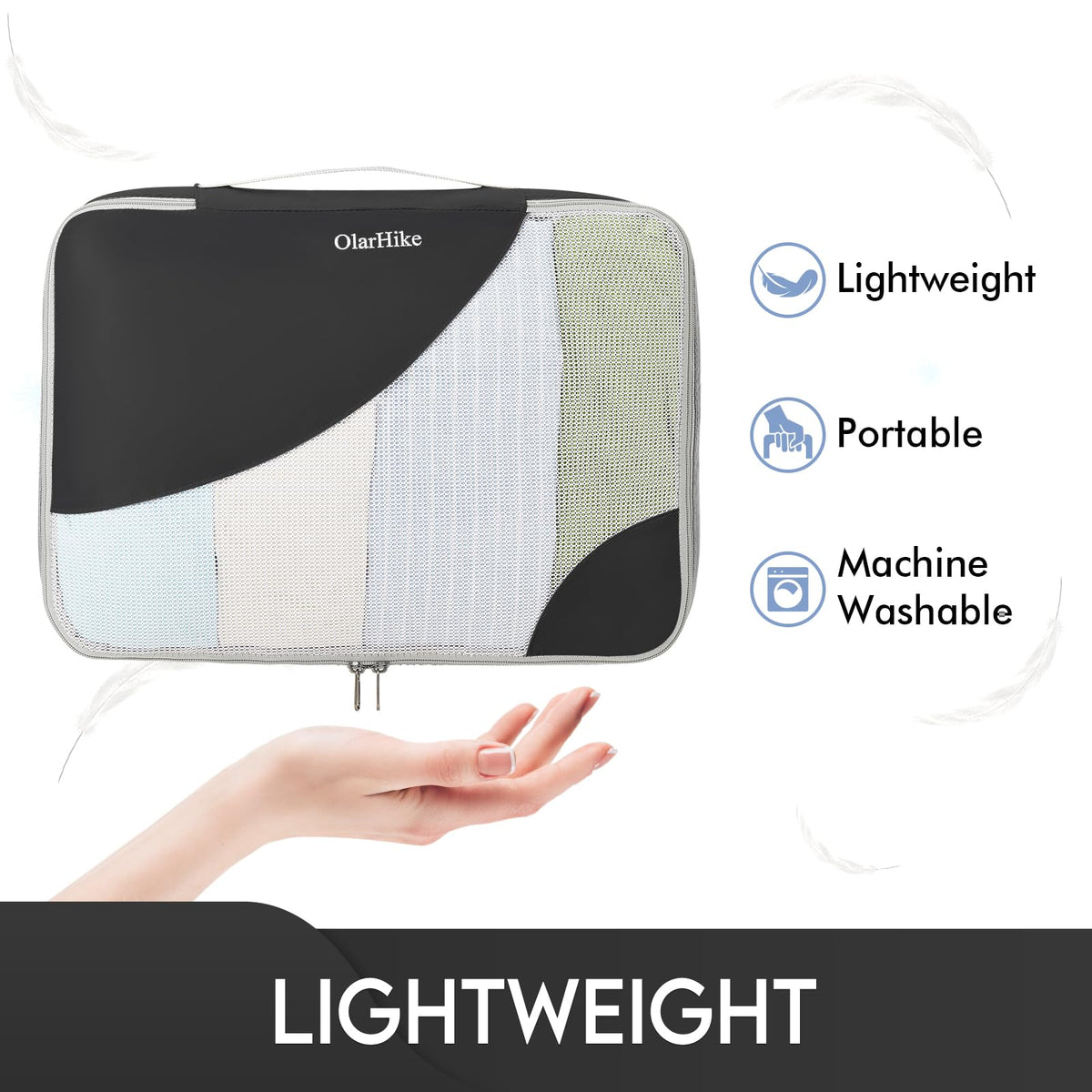 OlarHike Packing Cubes | Set Of 6 | Black - aborderproducts