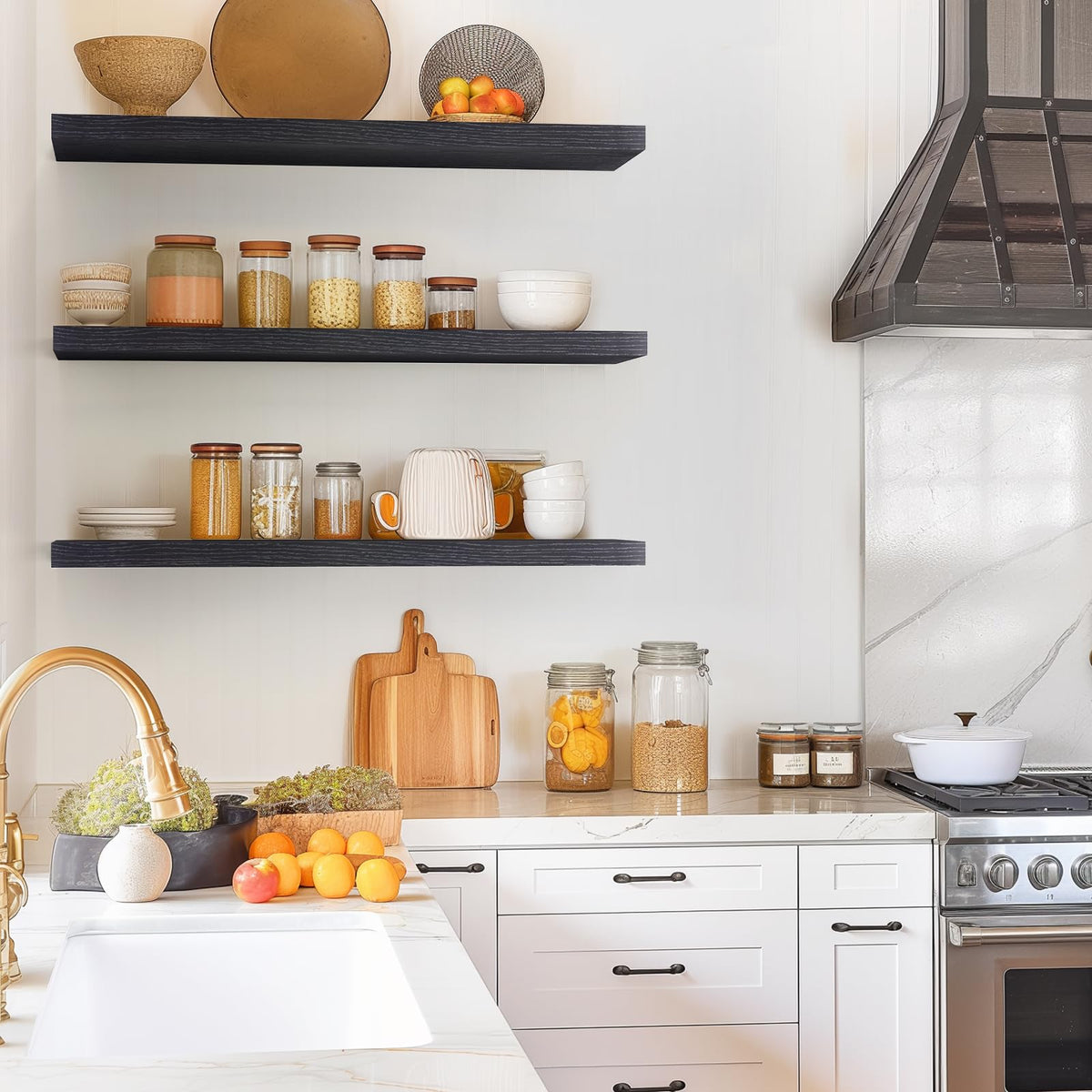 BAYKA | Floating Shelves | 36 in | 3-Piece | Black - aborderproducts