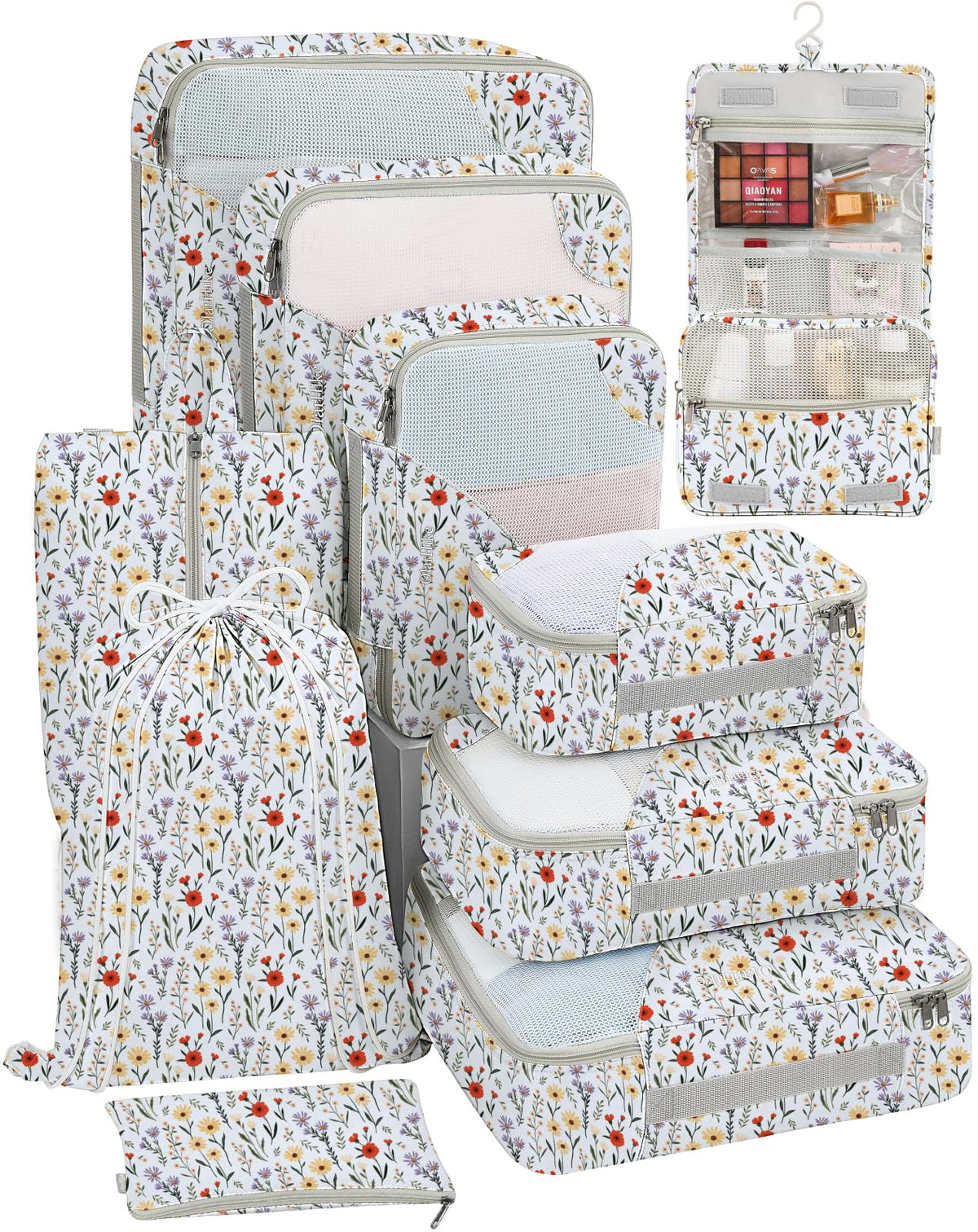 OlarHike 10 Piece Set Travel Packing Cubes | Flower - aborderproducts