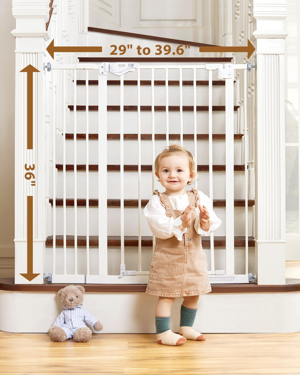 InnoTruth Safety Gate | 28.9” to 39.6” x 36" | White - aborderproducts