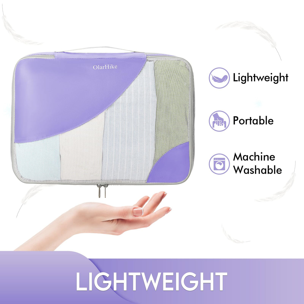 OlarHike 6 Piece Set Travel Packing Cubes | Lavander - aborderproducts