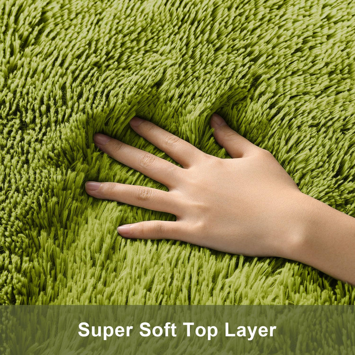 Ophanie Fluffy Shaggy Soft Area Rug | Green 4x6 - aborderproducts