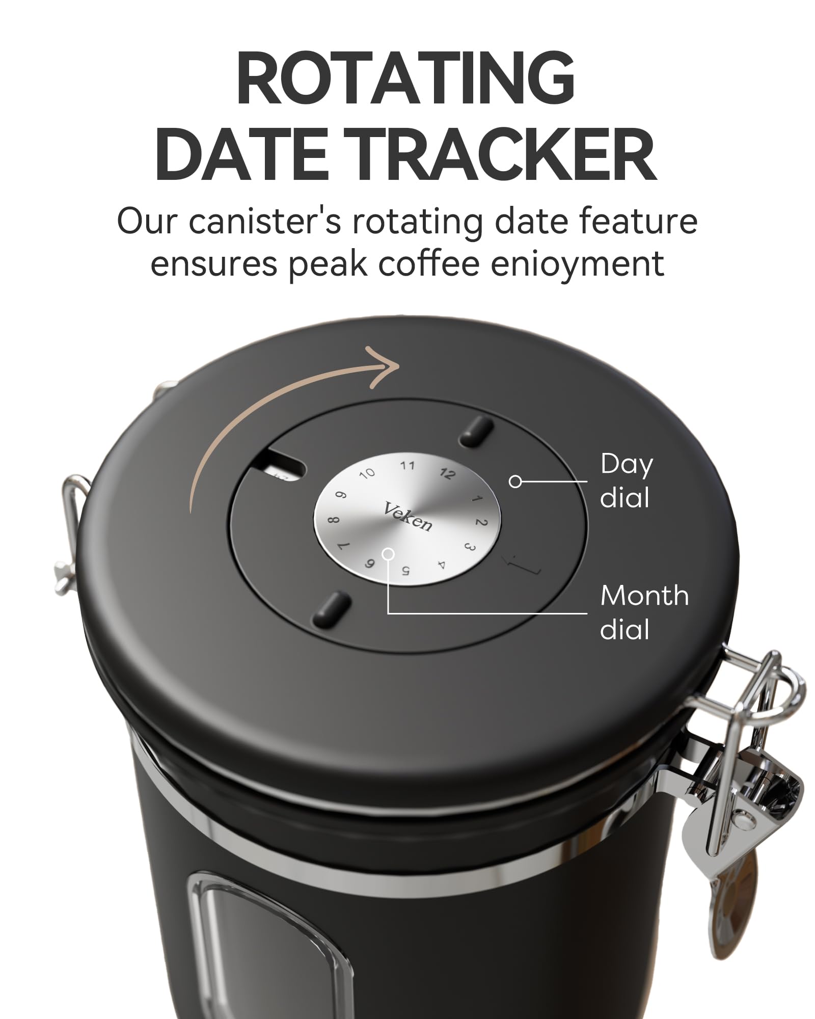 Veken Coffee Canister | 16oz | Black - aborderproducts