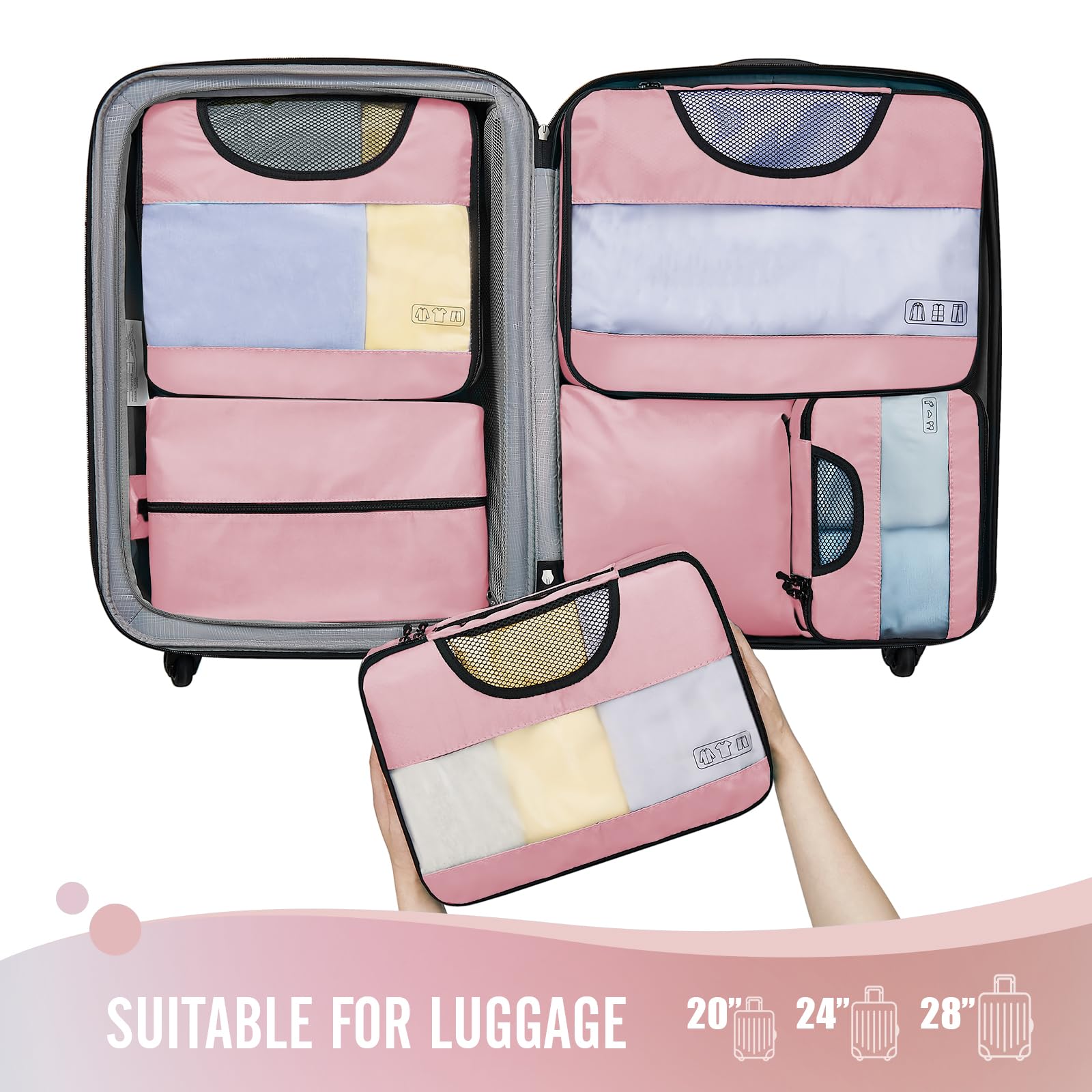 Veken Packing Cubes | 6 Set | Pink - aborderproducts
