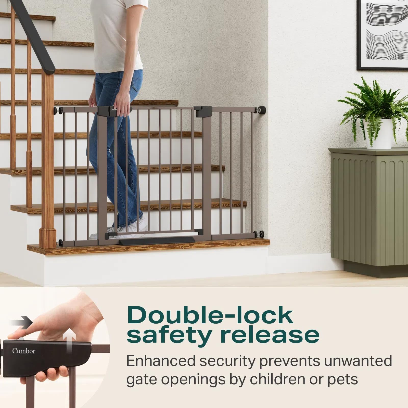 Cumbor | 29.7"-51.5" x 30.5" | Baby Gate Extra Wide | Brown - aborderproducts