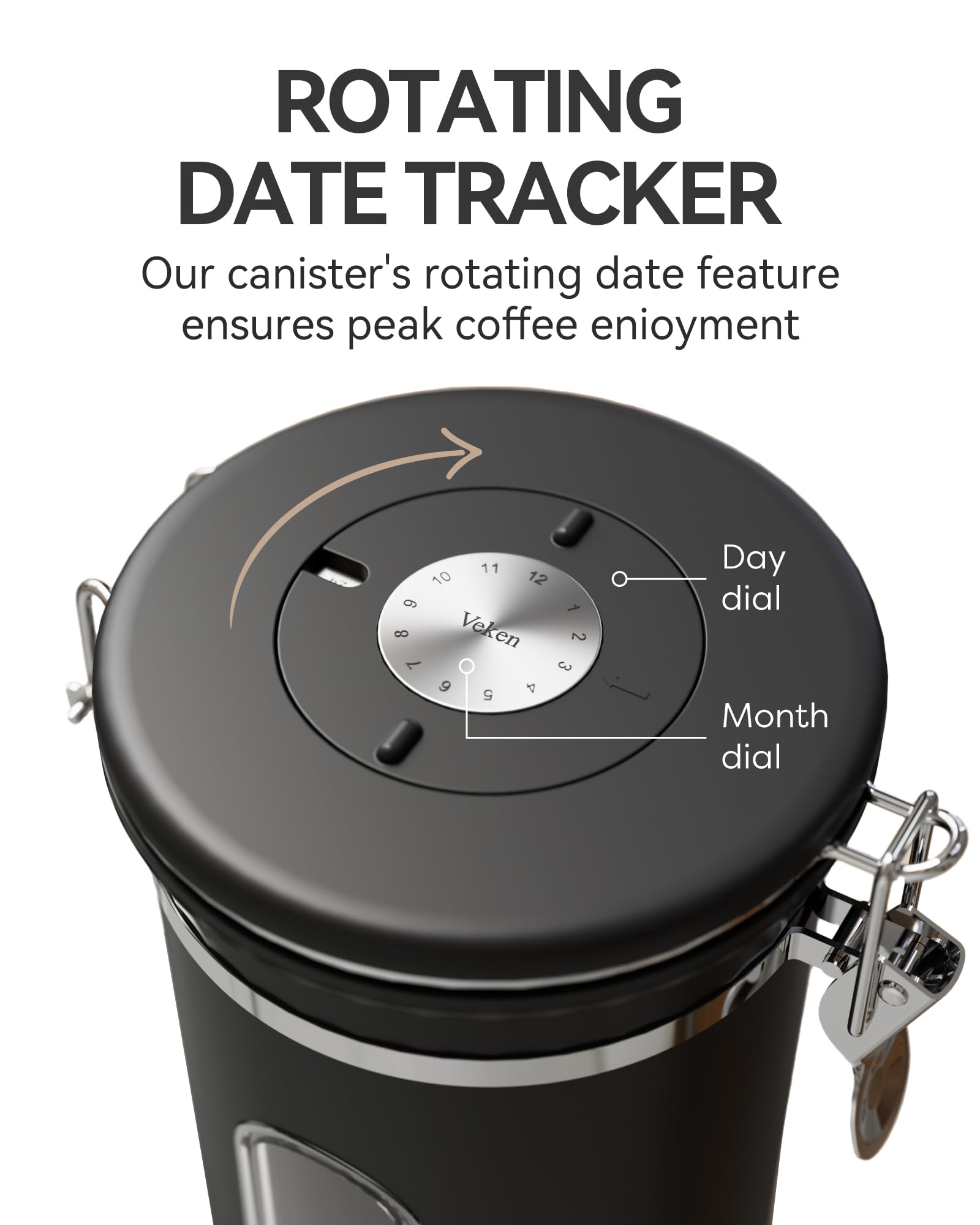 Veken Coffee Canister | 38oz | Black - aborderproducts
