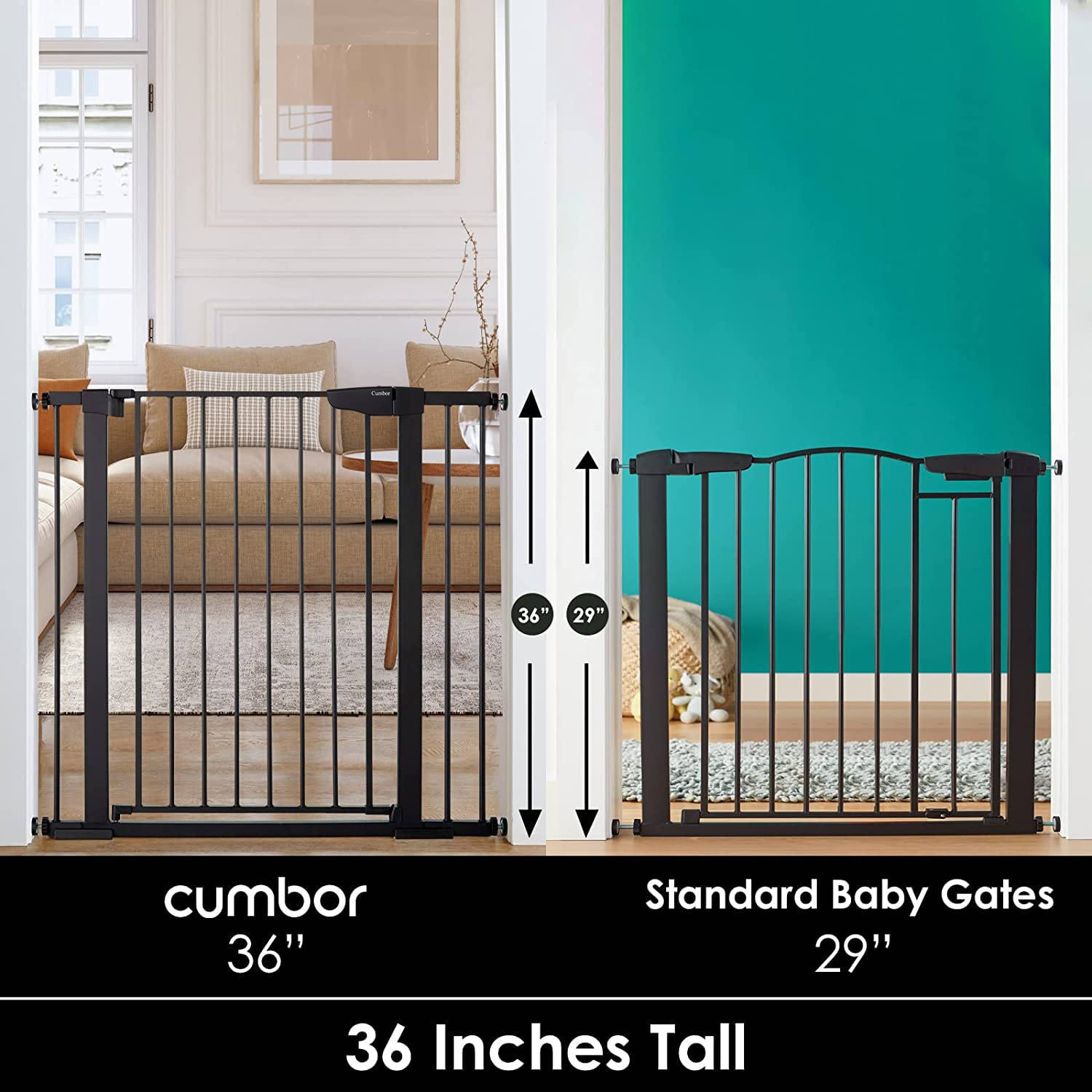 CUMBOR | SAFETY GATE | 29.7-40.6"W x 36"H | Black - aborderproducts