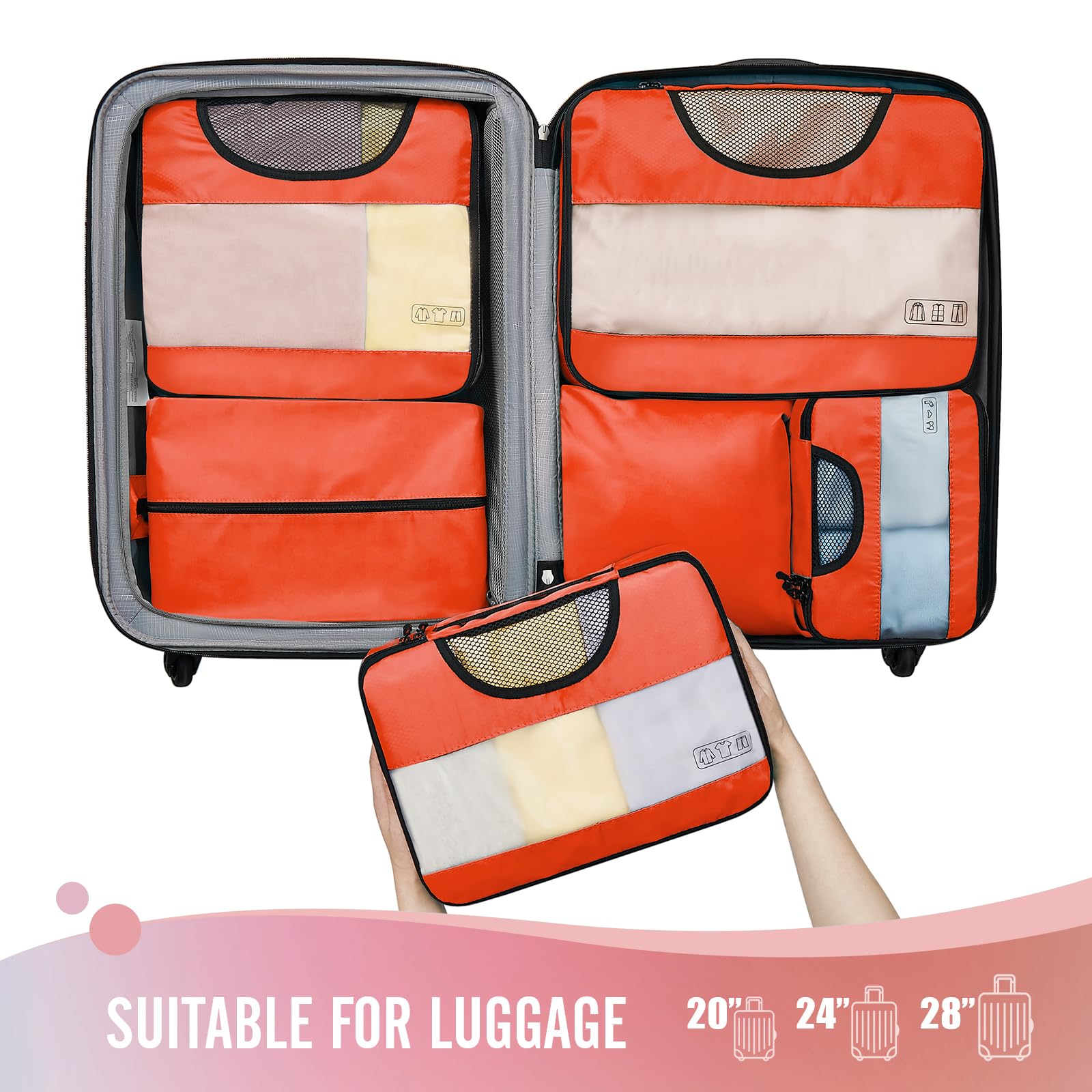 Veken Packing Cubes | 6 Set | Orange - aborderproducts