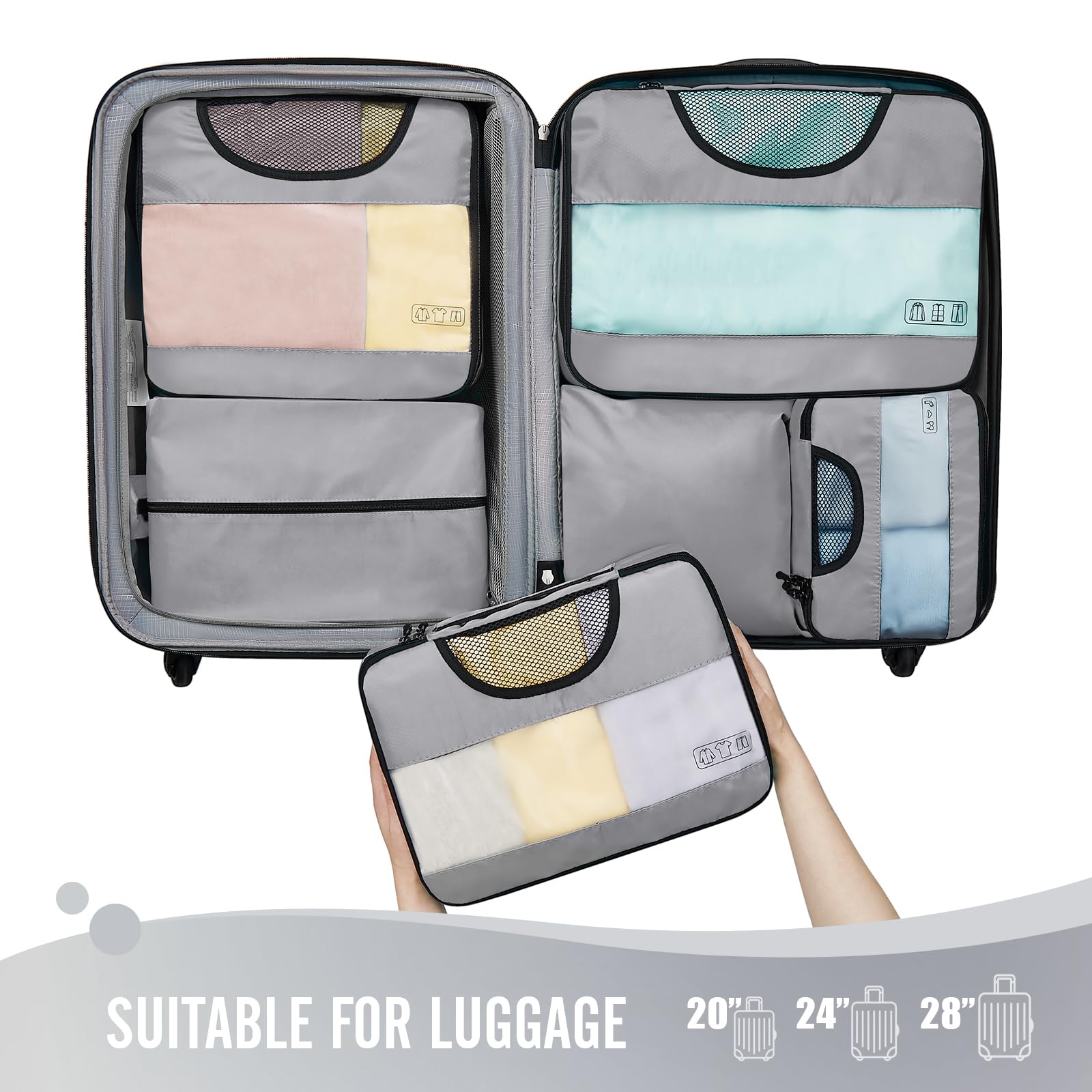 Veken Packing Cubes | 6 Set | Gray - aborderproducts