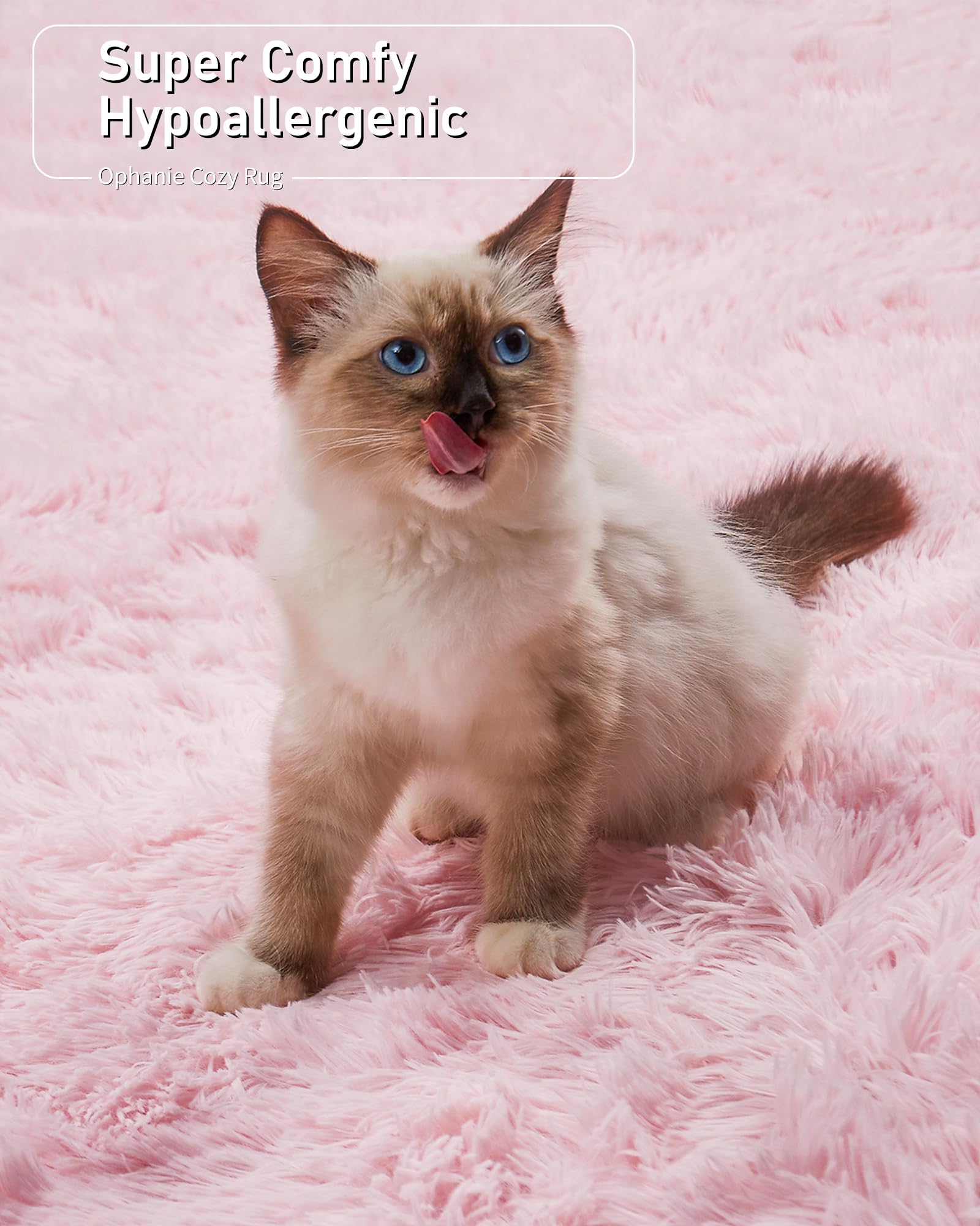 Ophanie Upgrade Fluffy Shaggy Soft Area Rug | Pink 5x8 - aborderproducts