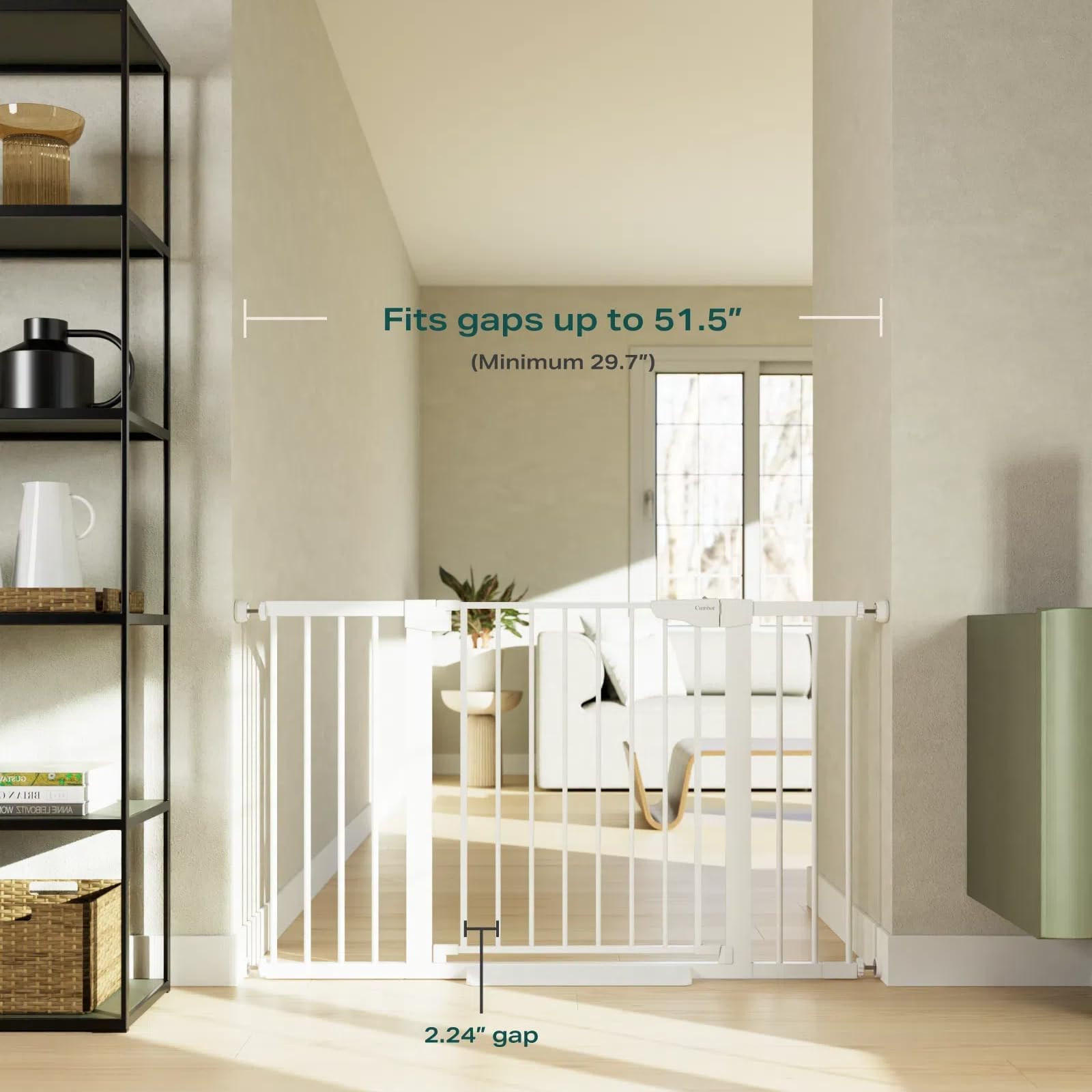 Cumbor | 29.7"-51.5" x 30.5" | Baby Gate Extra Wide | White - aborderproducts
