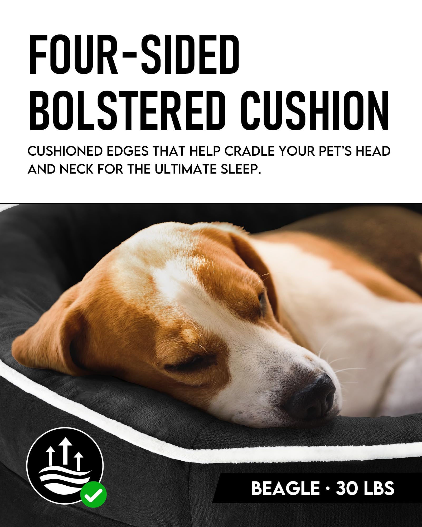 OhGeni | Orthopedic Dog Couch Bed | Large (35 x 28 x 6 Inch)| Black - aborderproducts