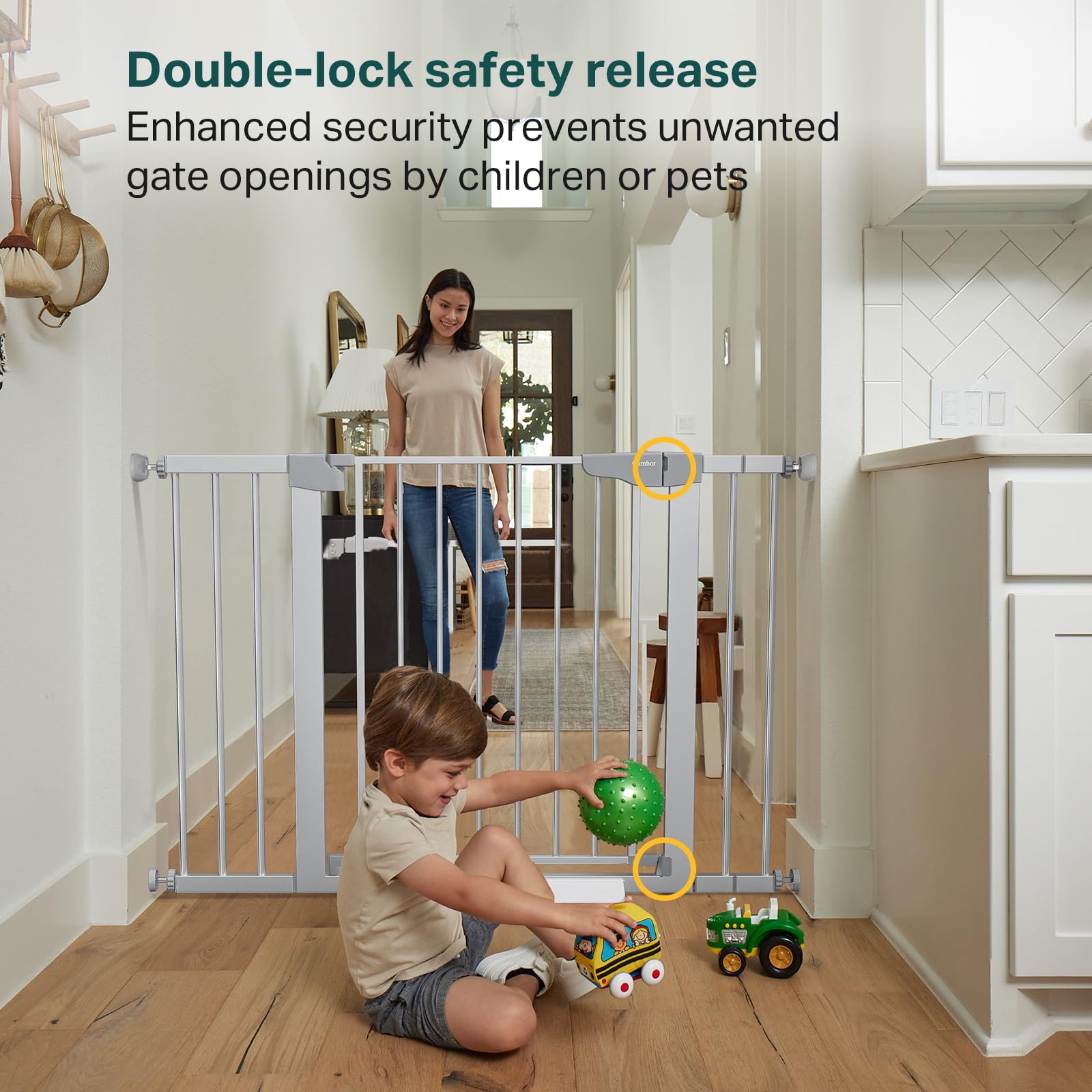 CUMBOR | SAFETY GATE | 29.7-46"W x 30.5"H | Silver - aborderproducts