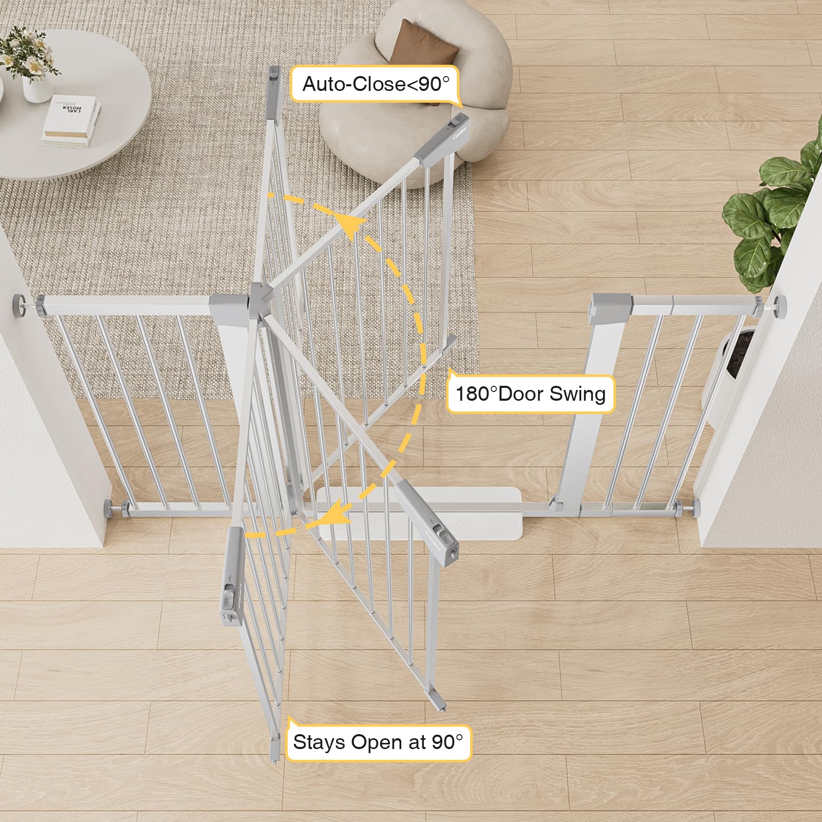 Cumbor | 29.7"-51.5" x 30.5" | Baby Gate Extra Wide | Silver - aborderproducts