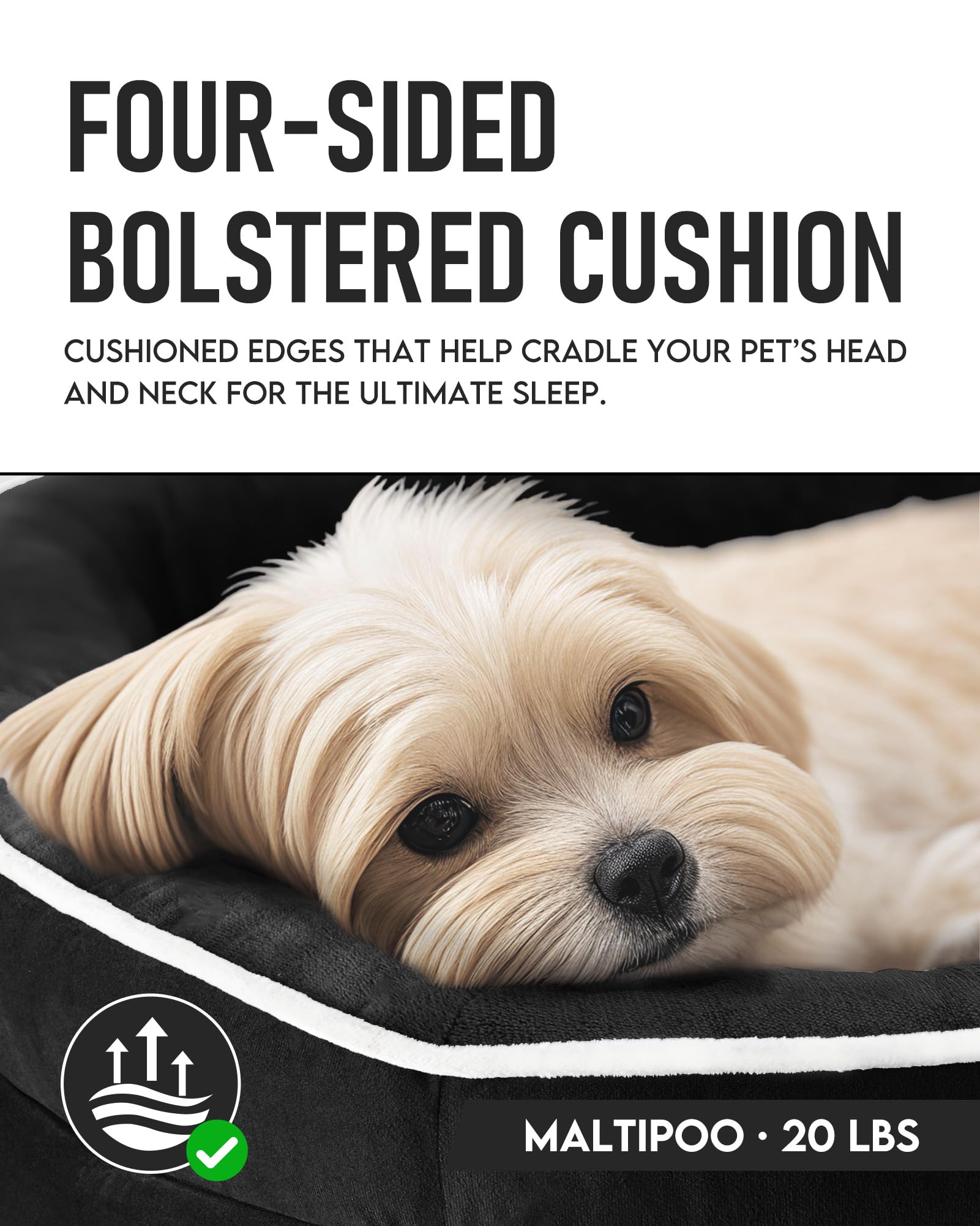 OhGeni | Orthopedic Dog Couch Bed | Medium (28 x 21 x 6 Inch)| Black - aborderproducts