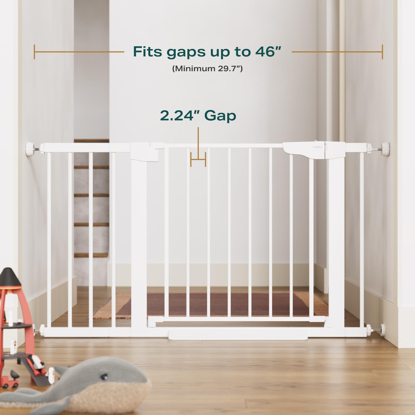 CUMBOR | SAFETY GATE | 29.7-46"W x 30.5"H | White - aborderproducts