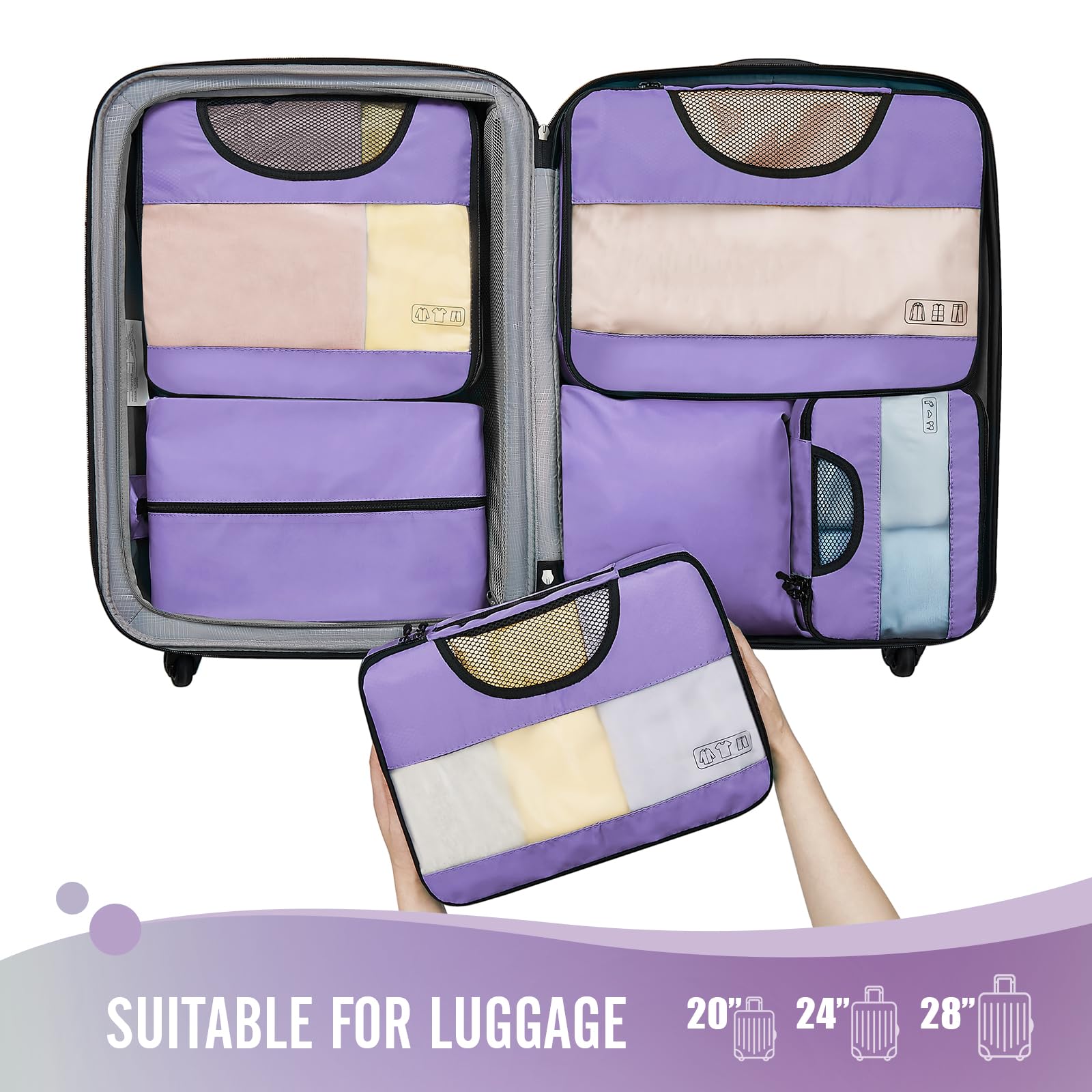 Veken Packing Cubes | 6 Set | Purple
