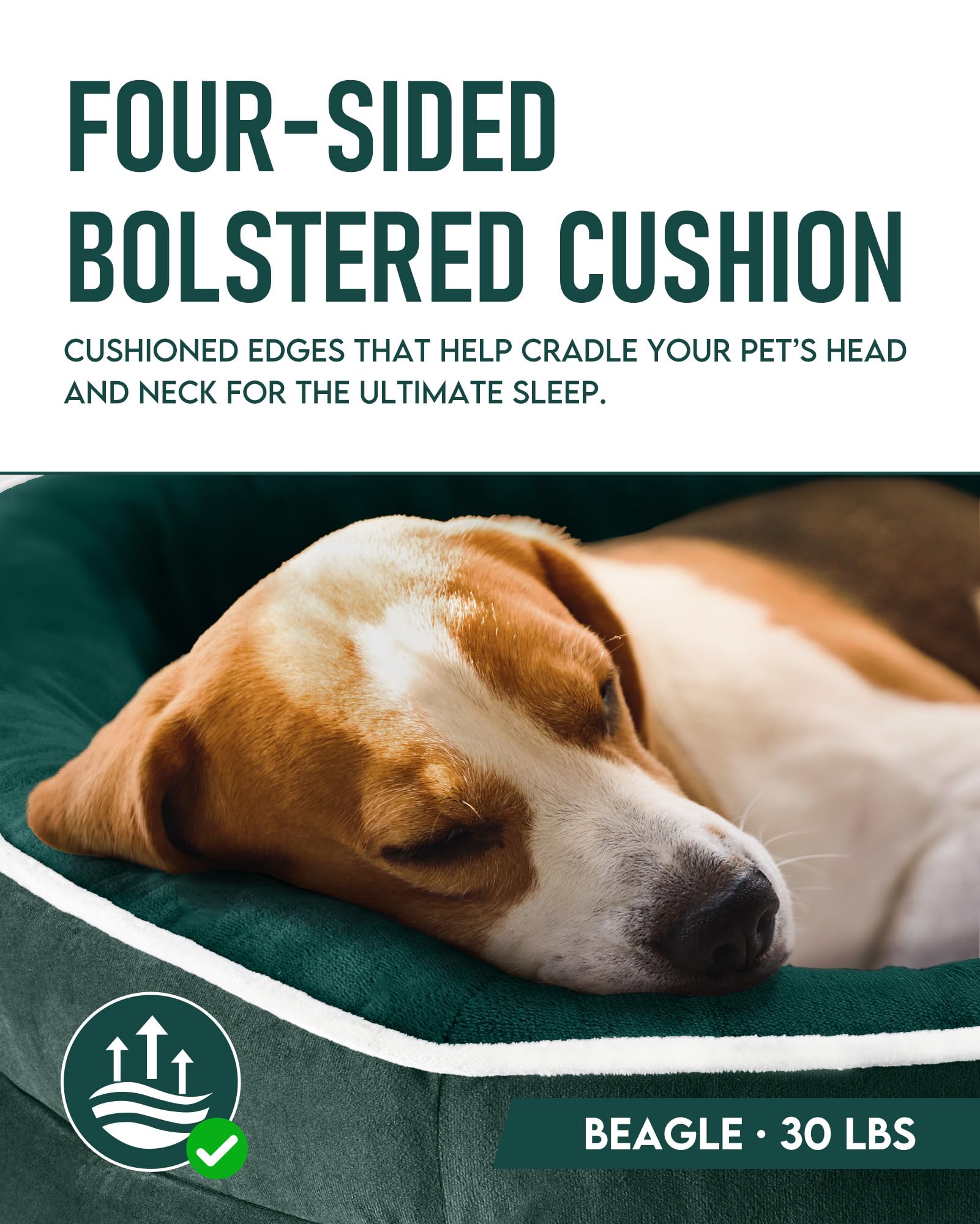 OhGeni | Orthopedic Dog Couch Bed | Large (35 x 28 x 6 Inch)| Dark Green - aborderproducts