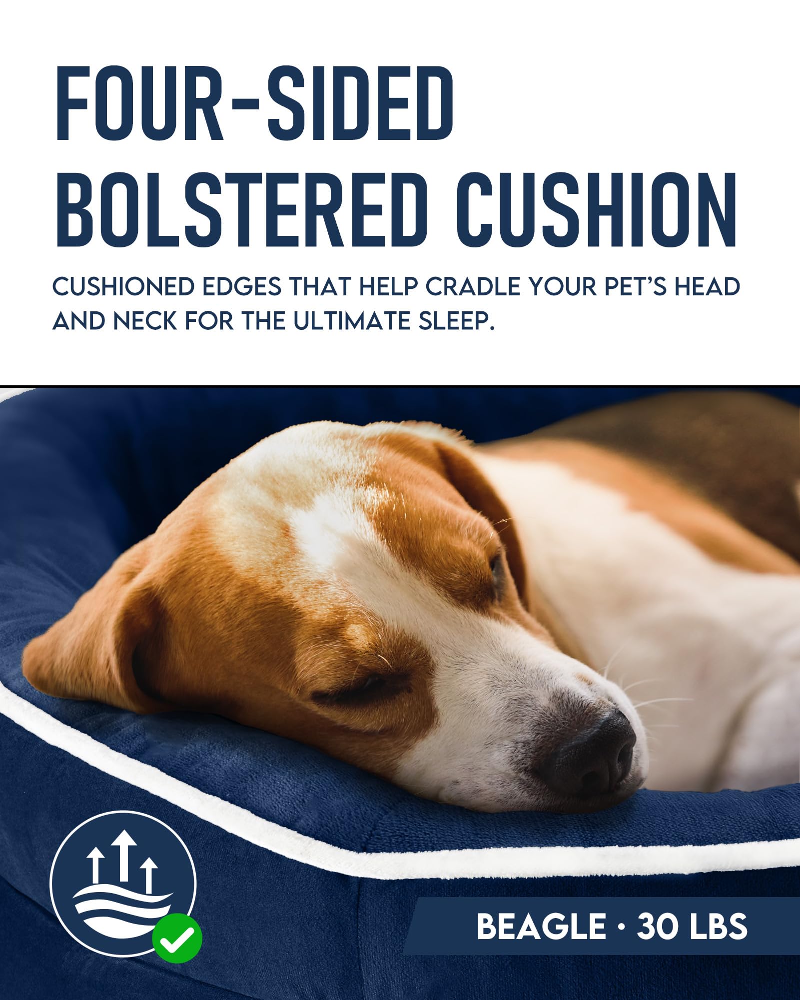 OhGeni | Orthopedic Dog Couch Bed | Large (35 x 28 x 6 Inch)| Blue - aborderproducts