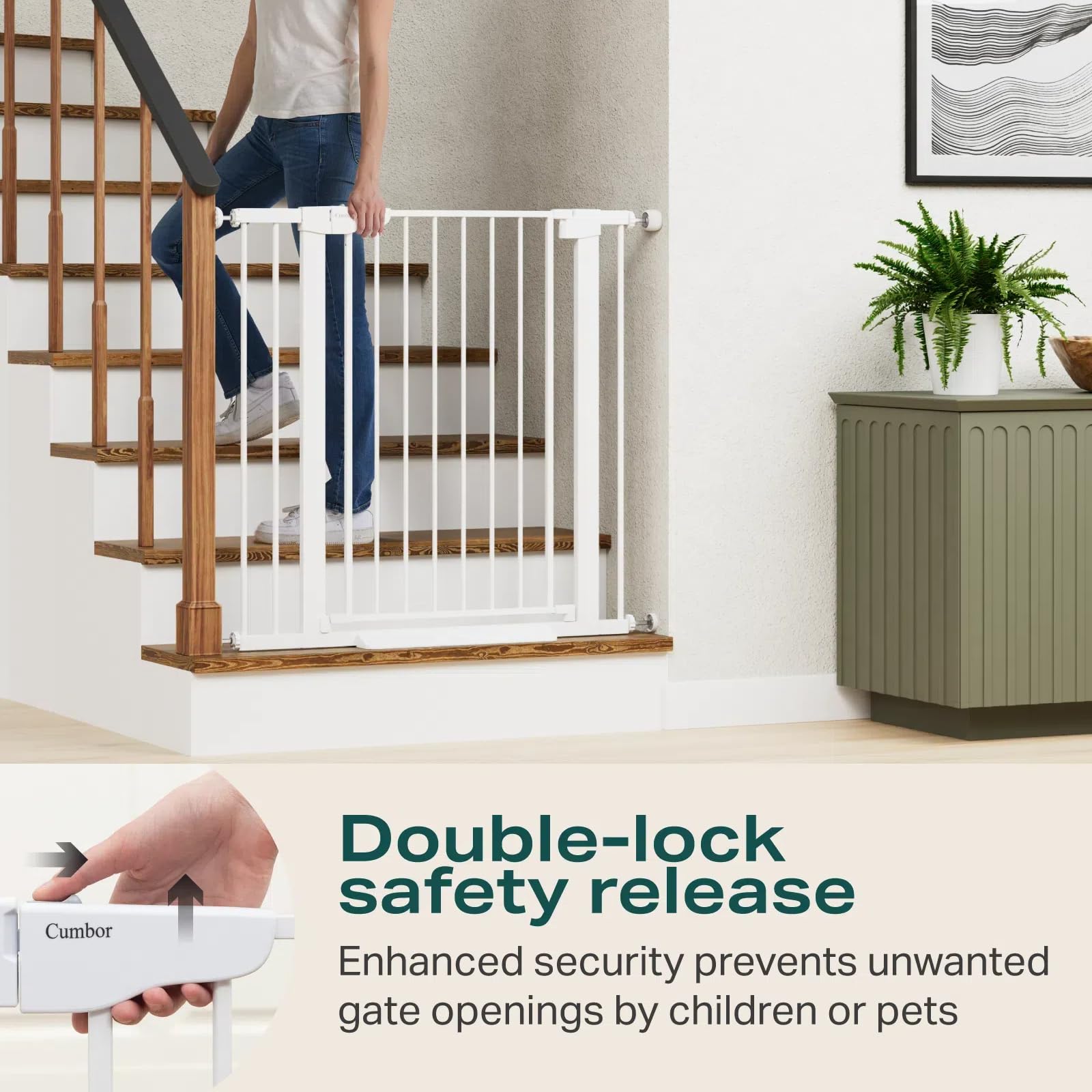 CUMBOR | SAFETY GATE | 29.7-40.6"W x 36"H | White - aborderproducts
