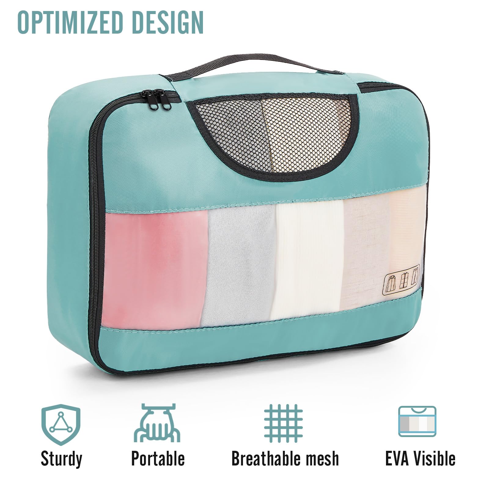 Veken 8 Piece Set Travel Packing Cubes | Dusty Blue - aborderproducts