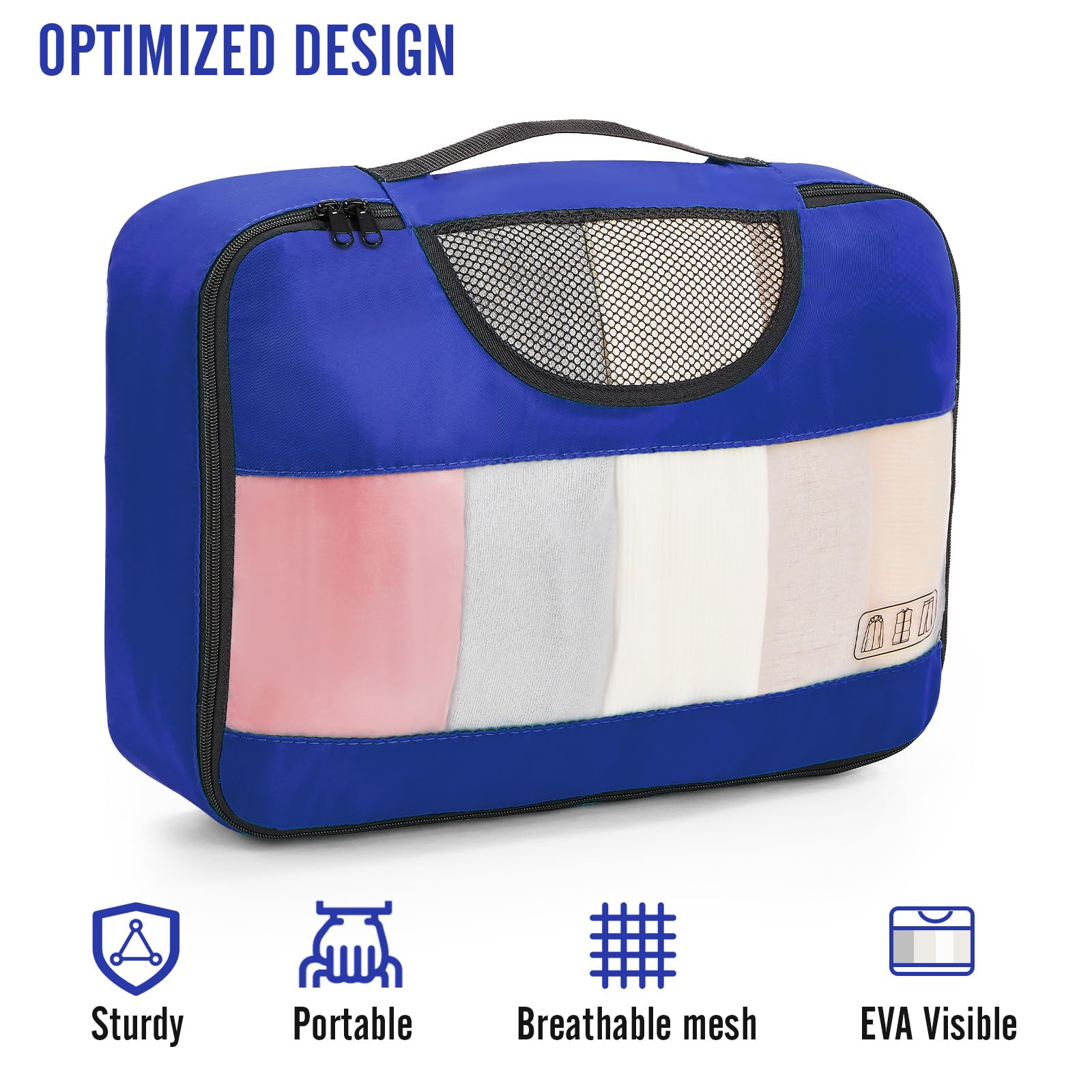 Veken 8 Piece Set Travel Packing Cubes | Klein Blue - aborderproducts