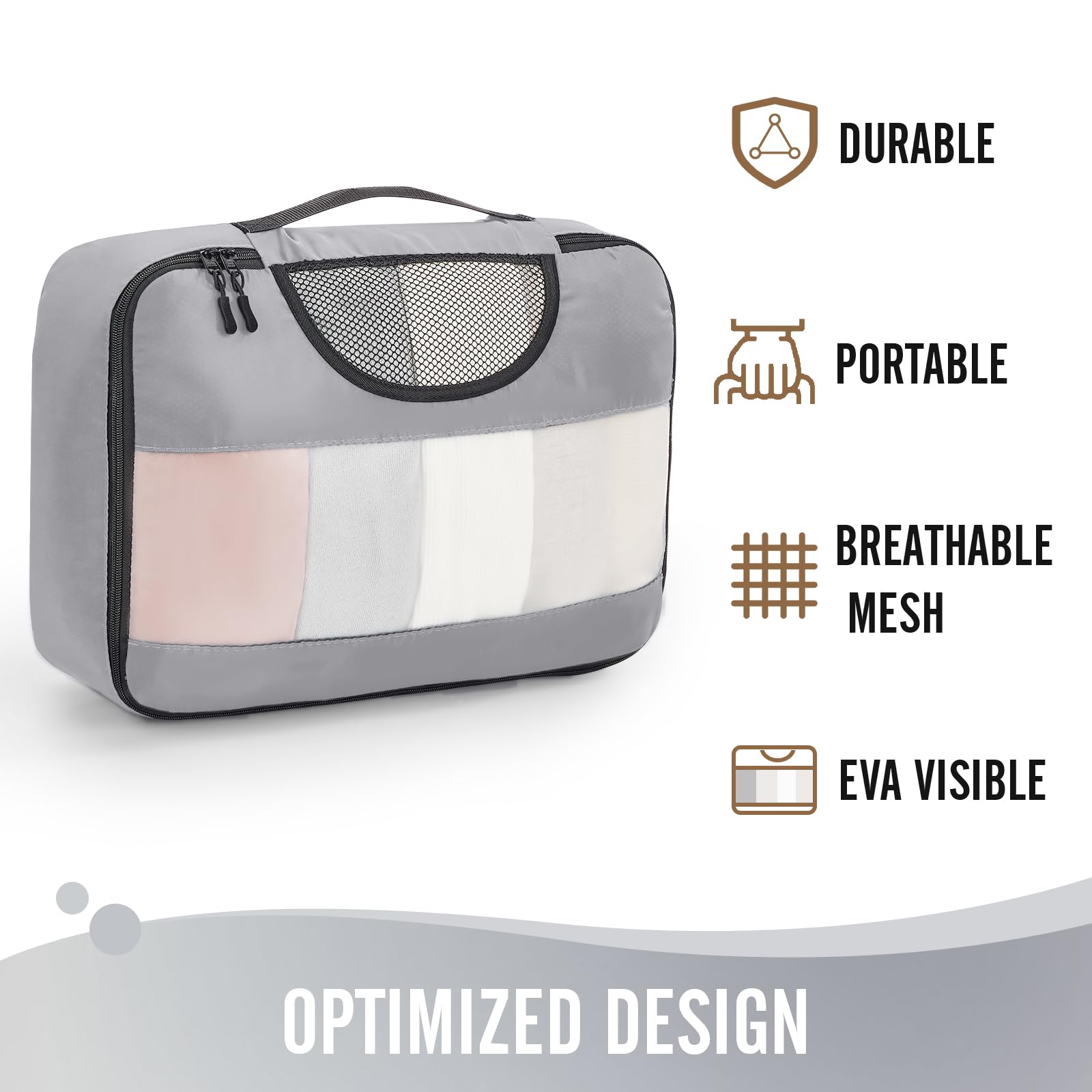 Veken Packing Cubes | 6 Set | Gray - aborderproducts