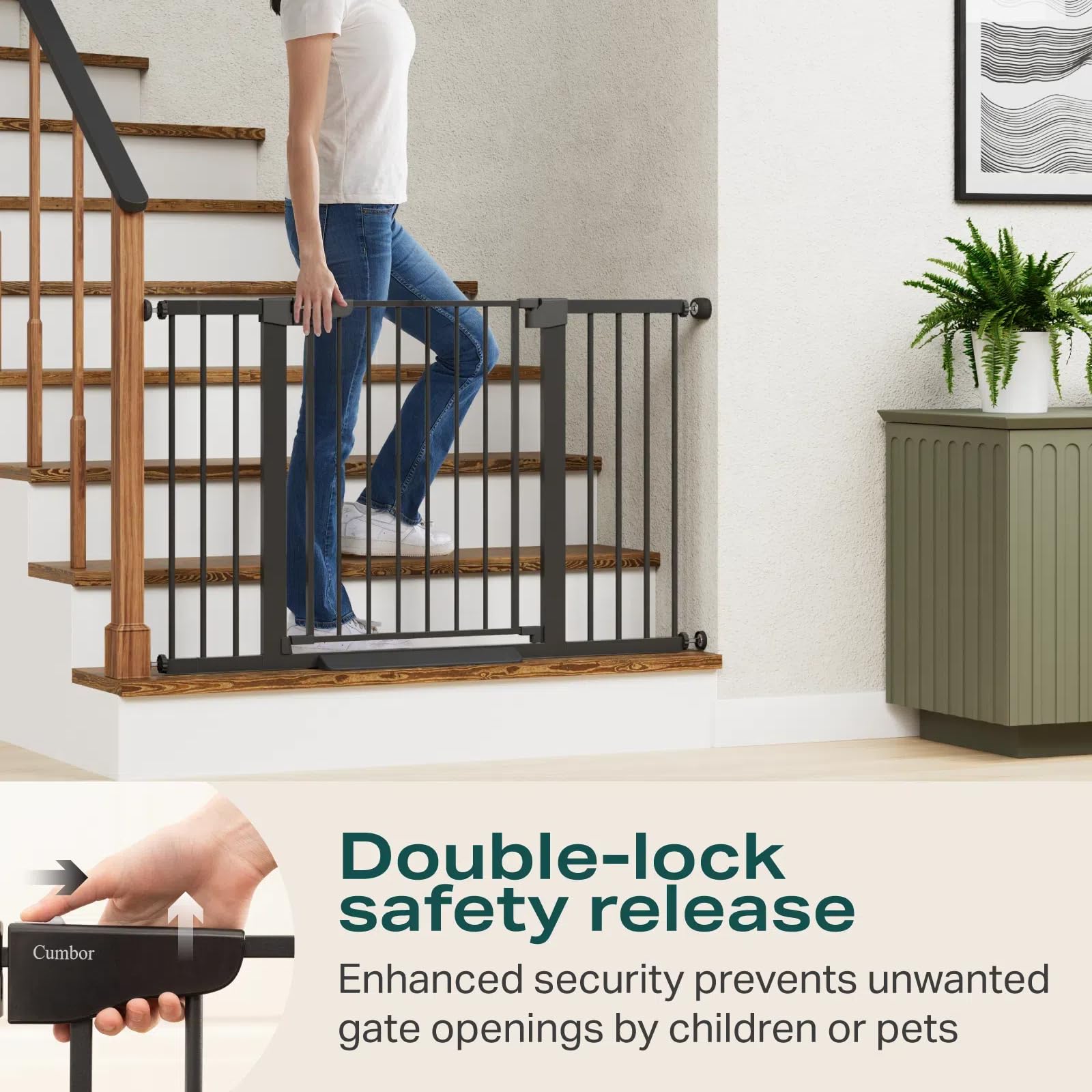Cumbor | 29.7"-51.5" x 30.5" | Baby Gate Extra Wide | Black - aborderproducts
